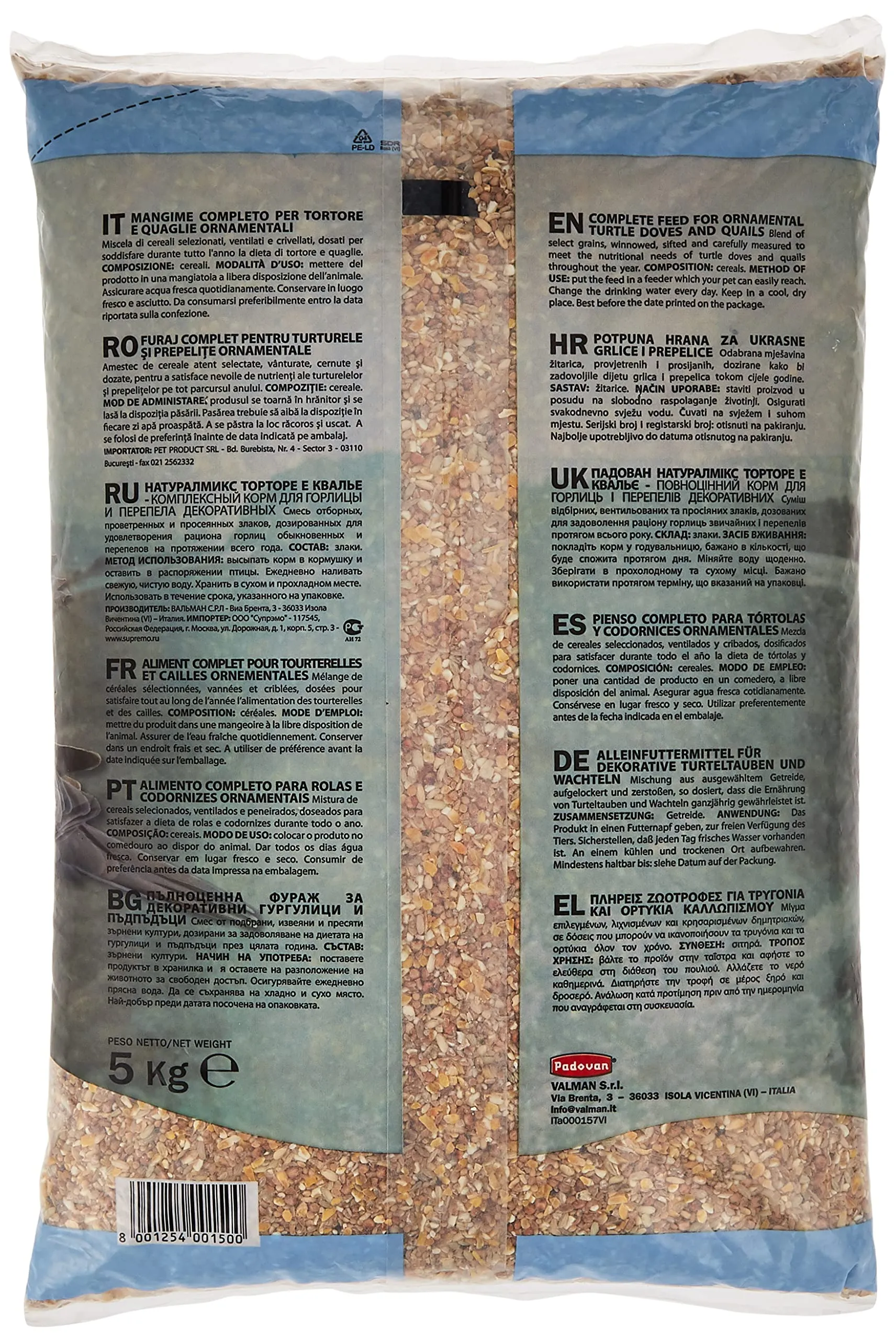 Padovan Naturalmix Tortore - Alimento Completo per Tortore e Quaglie - Miscela di Cereali - 5 kg - immagine 2