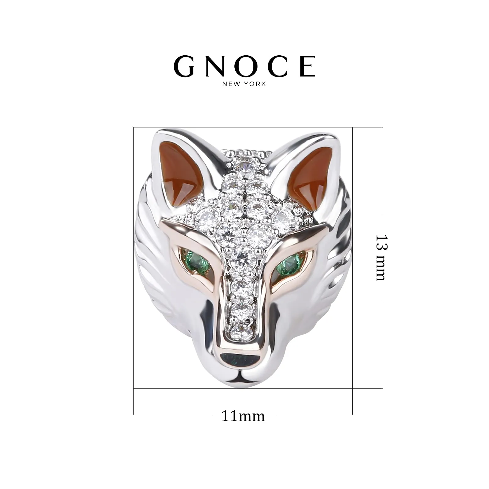 GNOCE Charm Lupo in Argento S925 con Zirconi per Bracciali e Collana - immagine 6