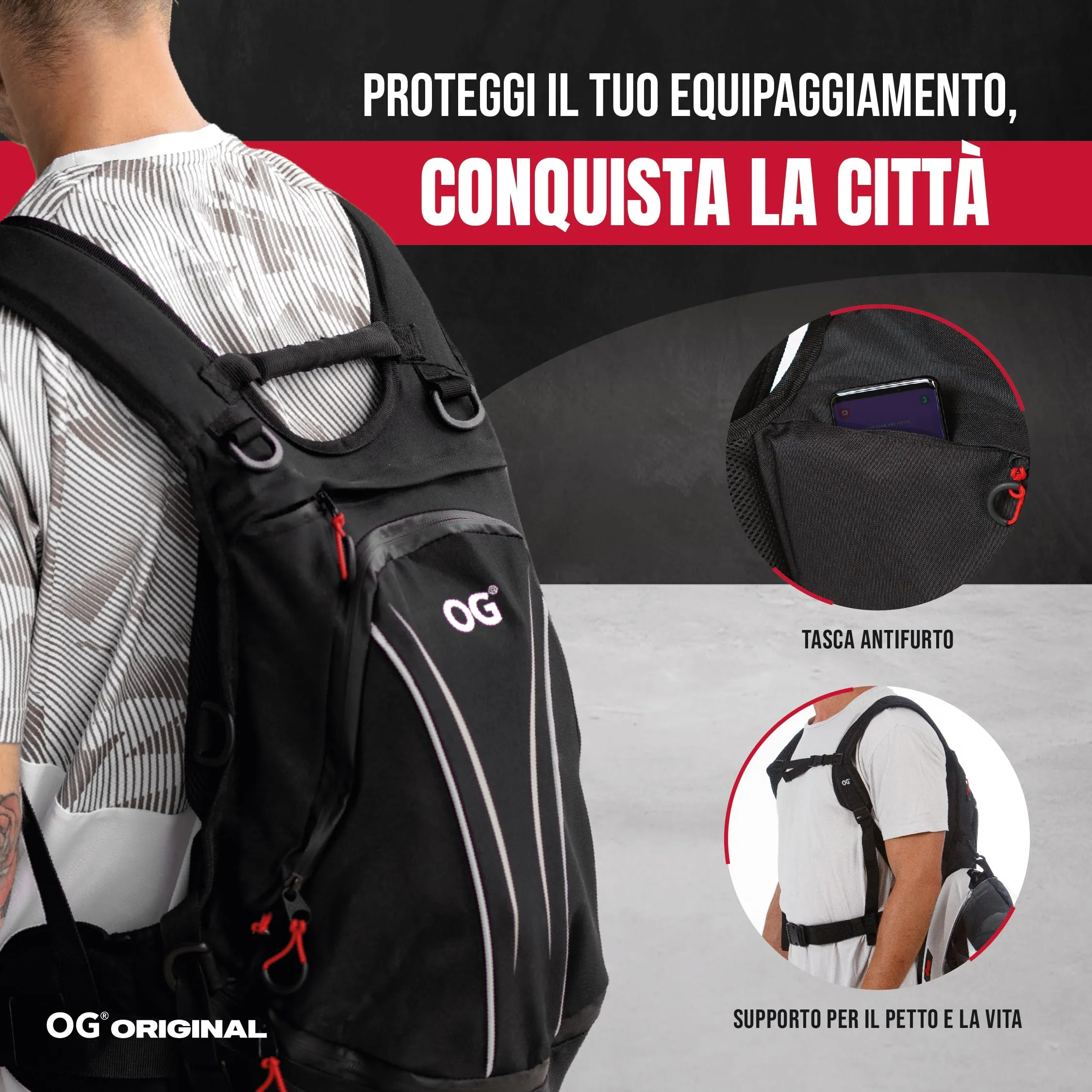 OG Original RoadRunner Zaino Moto Impermeabile 20L Nero mc04lw - immagine 6