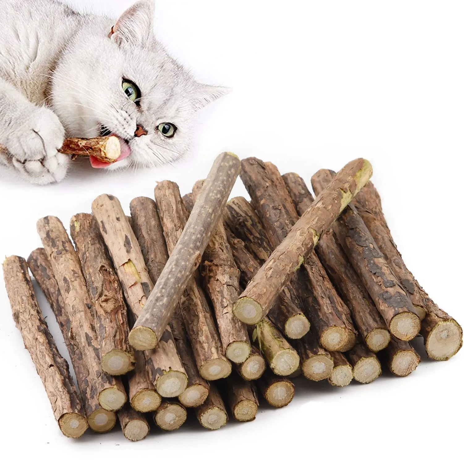 Aidiya Bastoncini di Erba Gatta Naturali Matatabi Silvervine per Gatti, 30 Pezzi - immagine 1