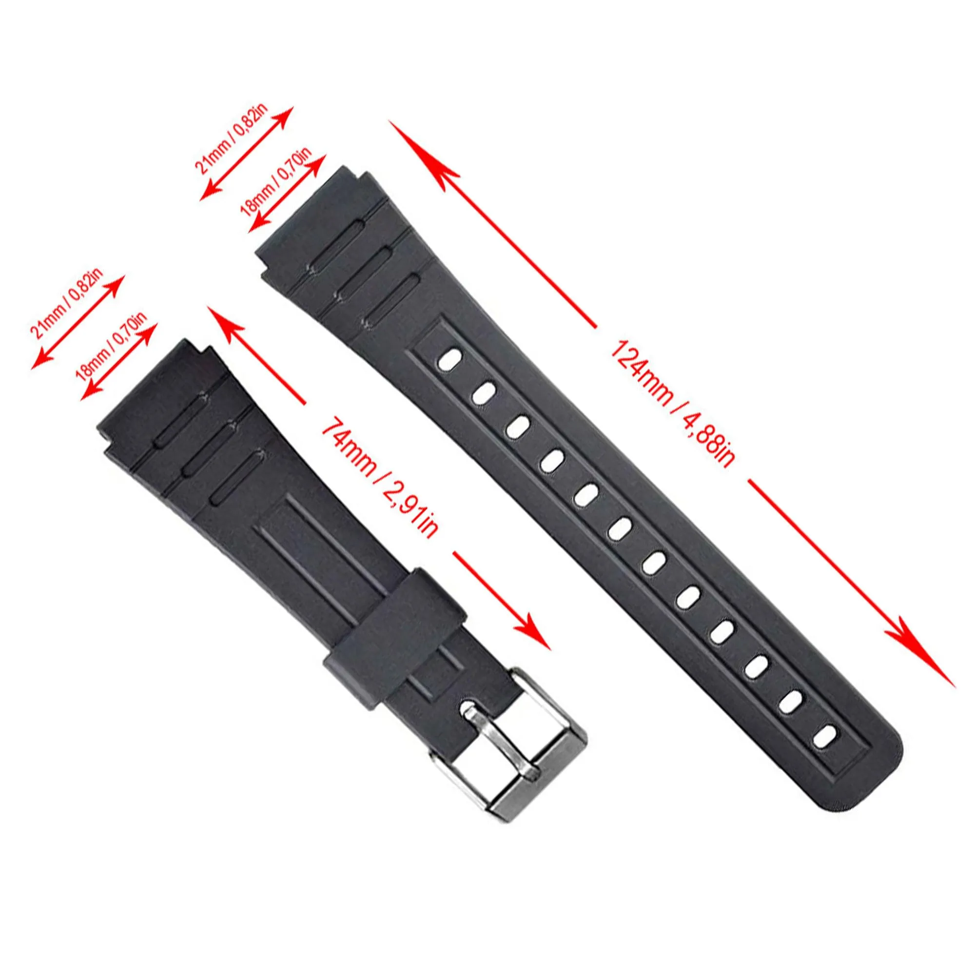 Diloy Cinturino in Resina Grigio 18mm per Casio F-91 F-91W F-105 F-106W 283P4 - immagine 2