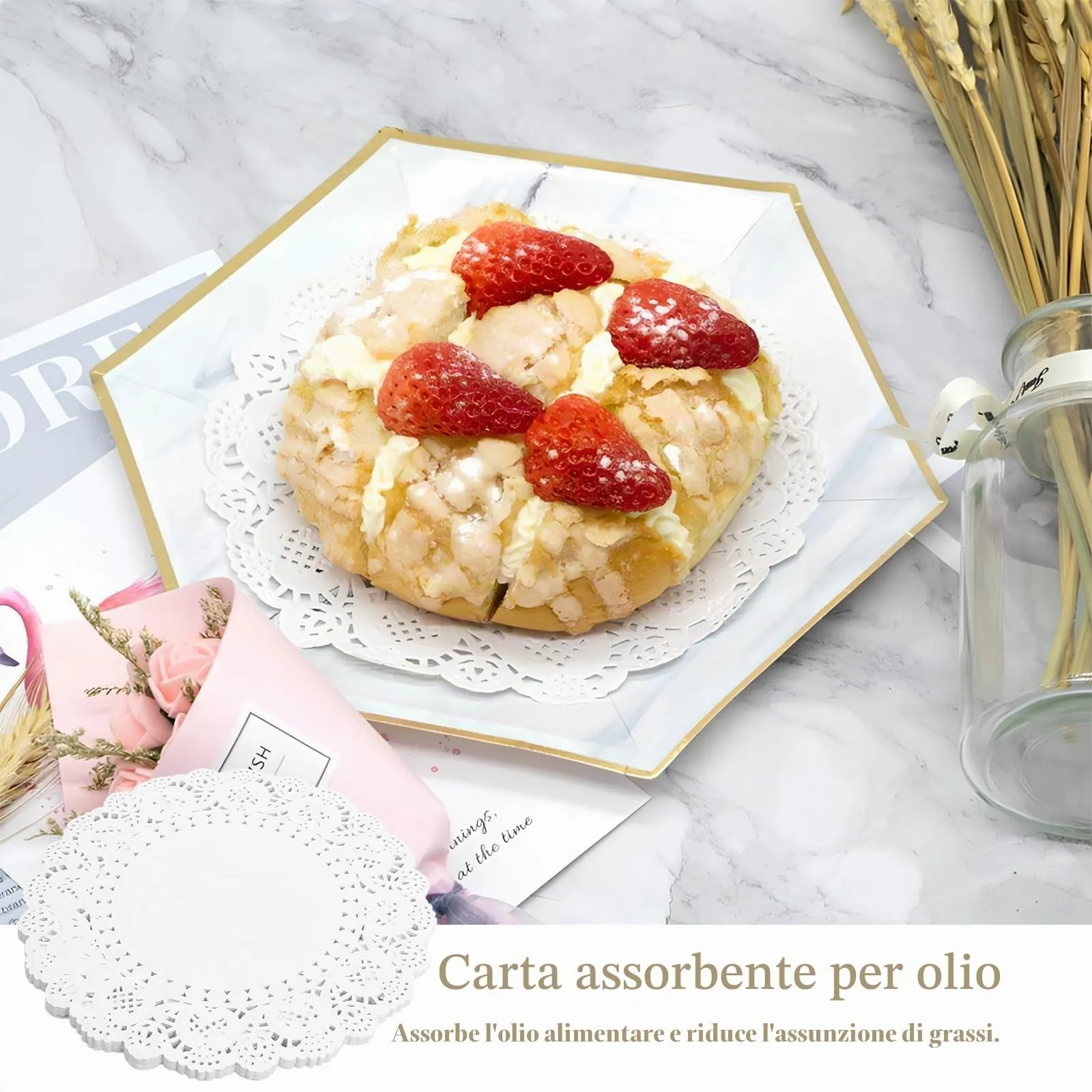 Rieoany Centrini Monouso in Carta Pizzo, 25 cm, 100 Pezzi - immagine 3