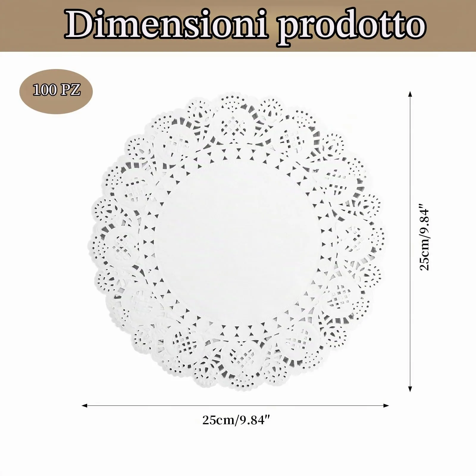Rieoany Centrini Monouso in Carta Pizzo, 25 cm, 100 Pezzi - immagine 8