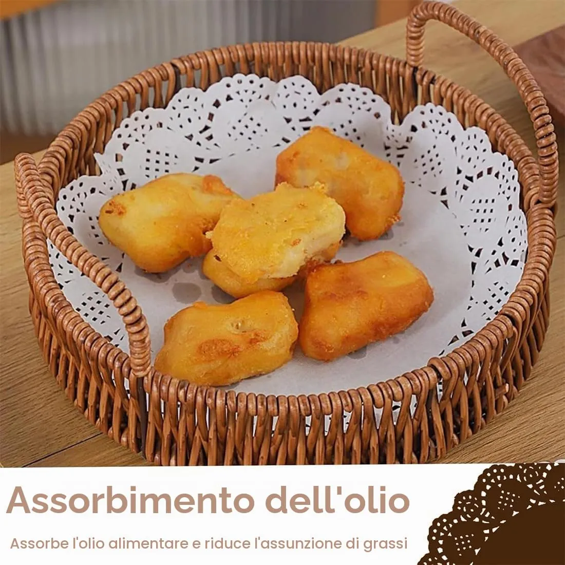 OIXEYA Tovagliette in carta assorbente per torte con pizzo decorativo, 24cm, 50 Pezzi, Bianco - immagine 4