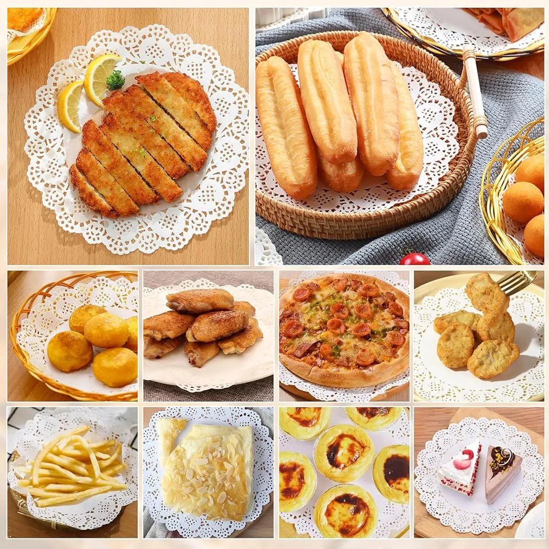 OIXEYA Tovagliette in carta assorbente per torte con pizzo decorativo, 24cm, 50 Pezzi, Bianco - immagine 7