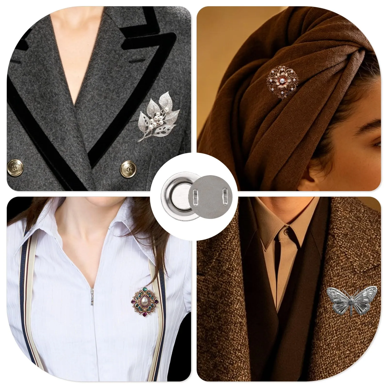Goktvai 6 Mini Adattatori Magnetici per Spille, Boutonnière, Corsage e Distintivi, Argento - immagine 3