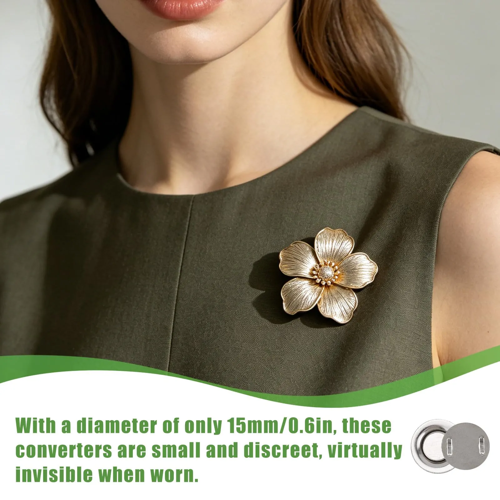 Goktvai 6 Mini Adattatori Magnetici per Spille, Boutonnière, Corsage e Distintivi, Argento - immagine 4