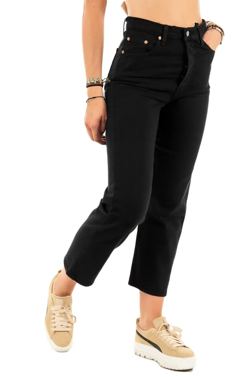 Levi's Ribcage Straight Ankle Jeans - Black Heart, 28W / 29L - immagine 1