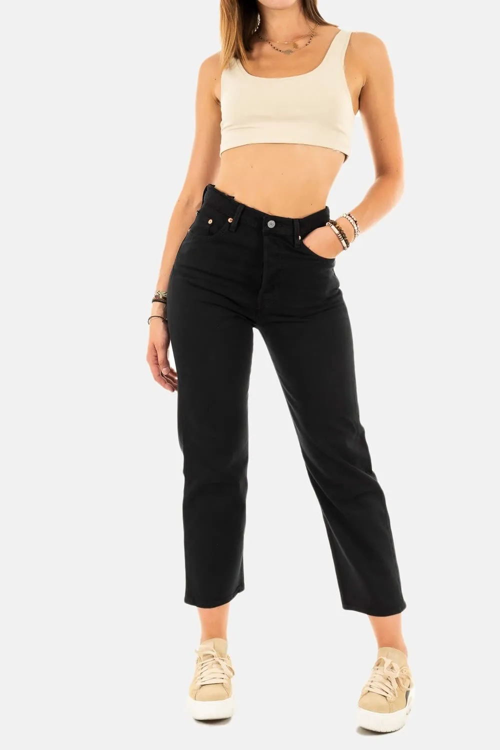 Levi's Ribcage Straight Ankle Jeans - Black Heart, 28W / 29L - immagine 2