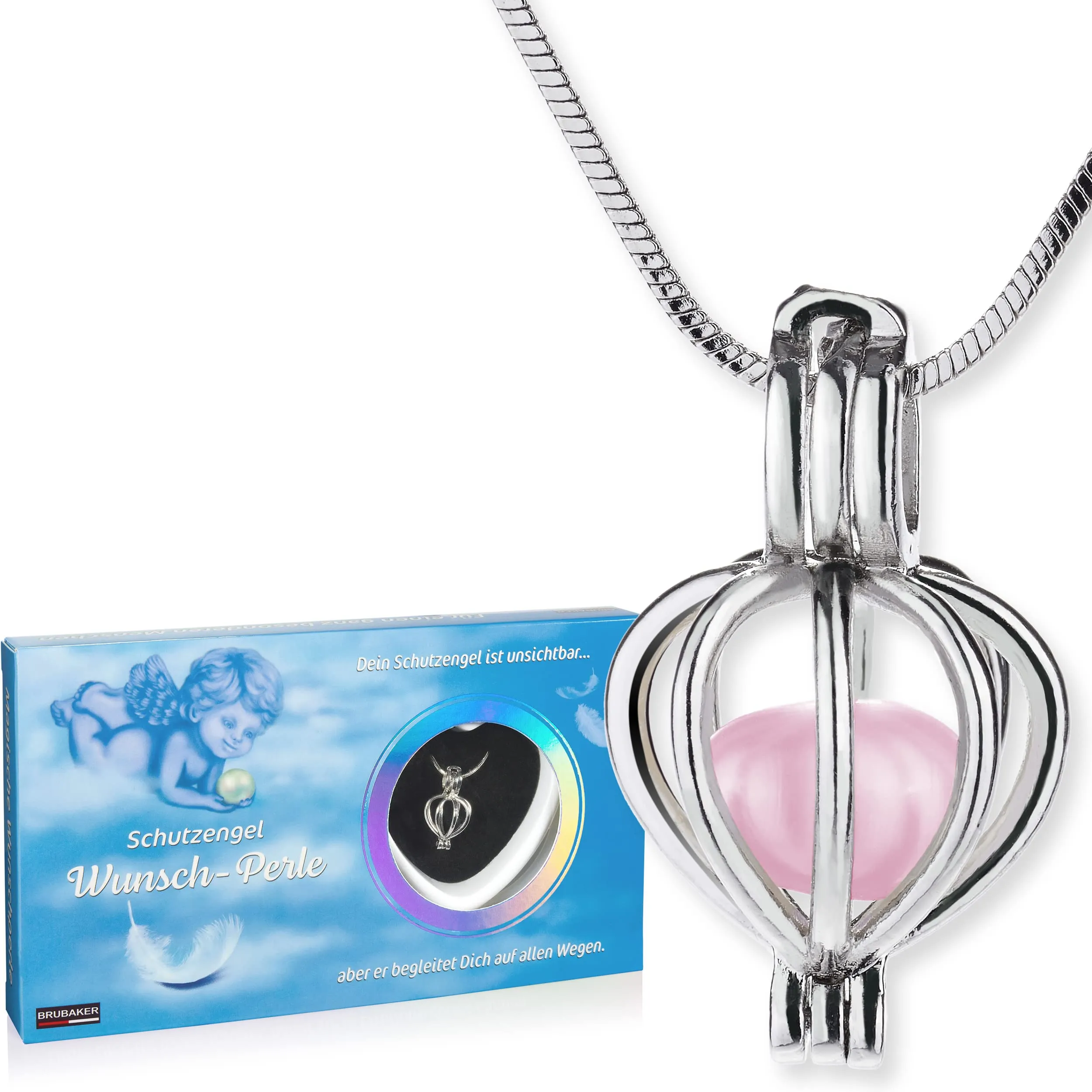 Brubaker Angelo custode Perla dei desideri - Collana con ciondolo, argento, 45 cm - immagine 1