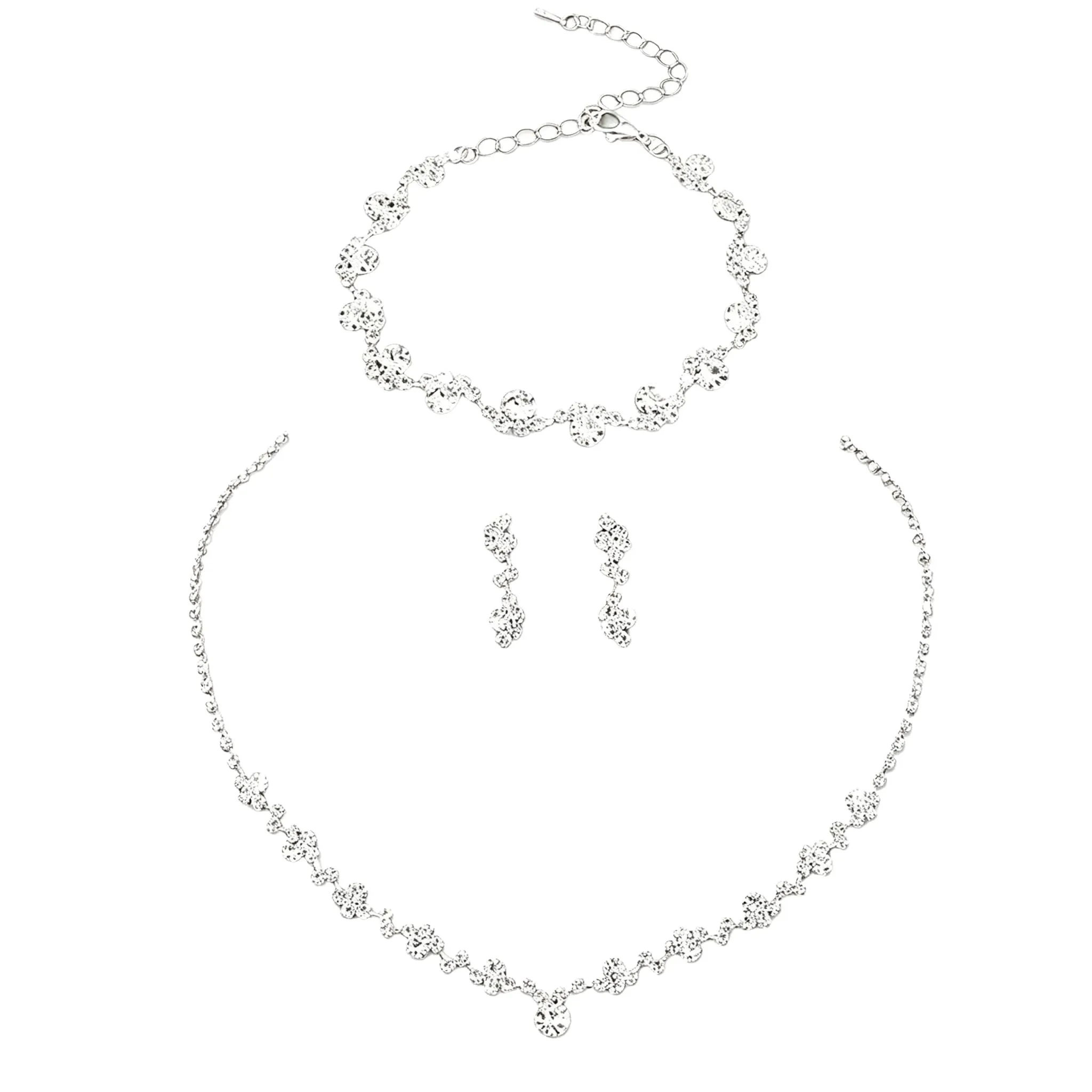 BIVYAX Set di Gioielli da Sposa in Argento con Strass (Collana, Bracciale, Orecchini) - immagine 1