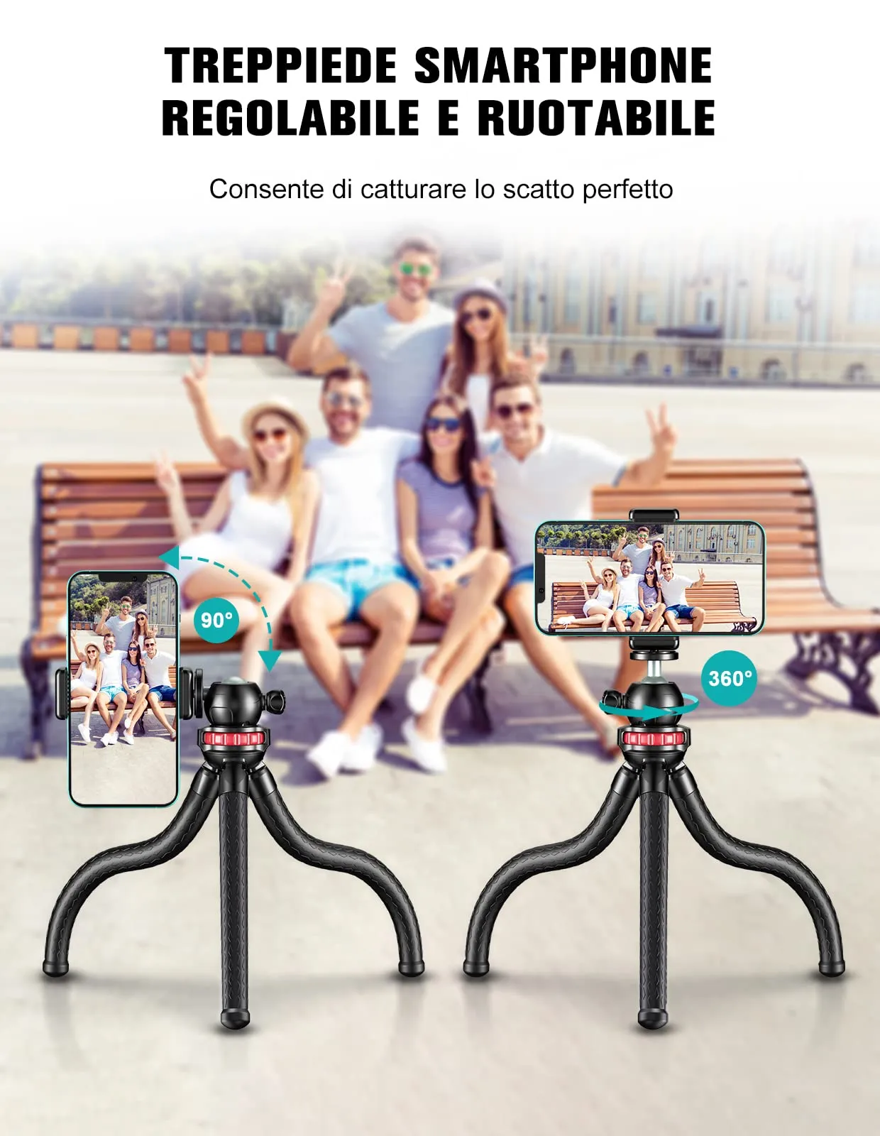 CIRYCASE 2026 Treppiede Smartphone 3 in 1 Flessibile Mini Octopus Nero - immagine 2