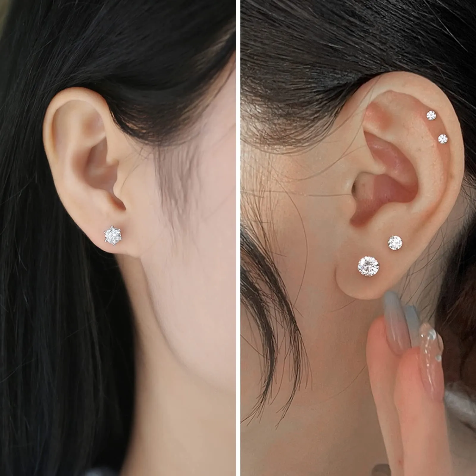 Leikedun Orecchini in Acciaio Inossidabile con Zirconia Cubica, 6 Paia (3mm, 4mm, 5mm, 6mm, 7mm, 8mm) - immagine 5