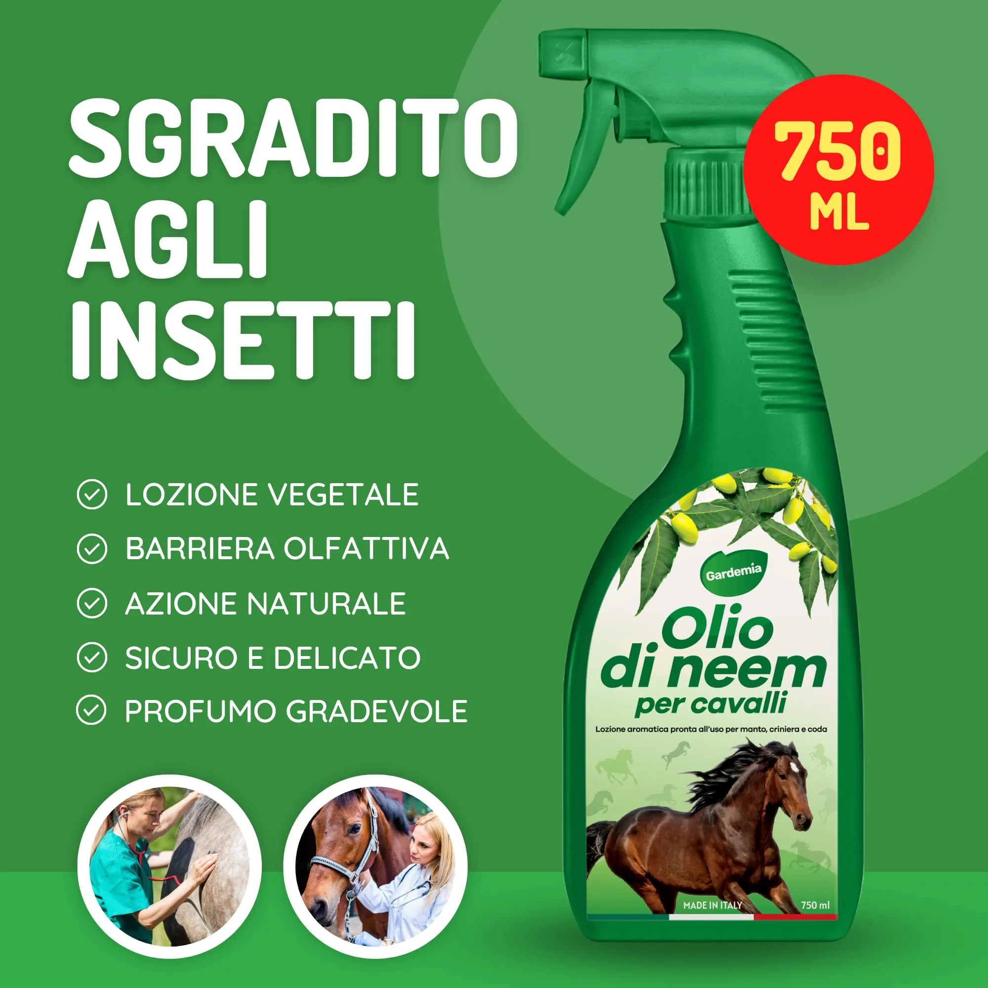 Gardemia Olio di Neem per Cavalli Spray 750ml con Geranio e Citronella - immagine 2