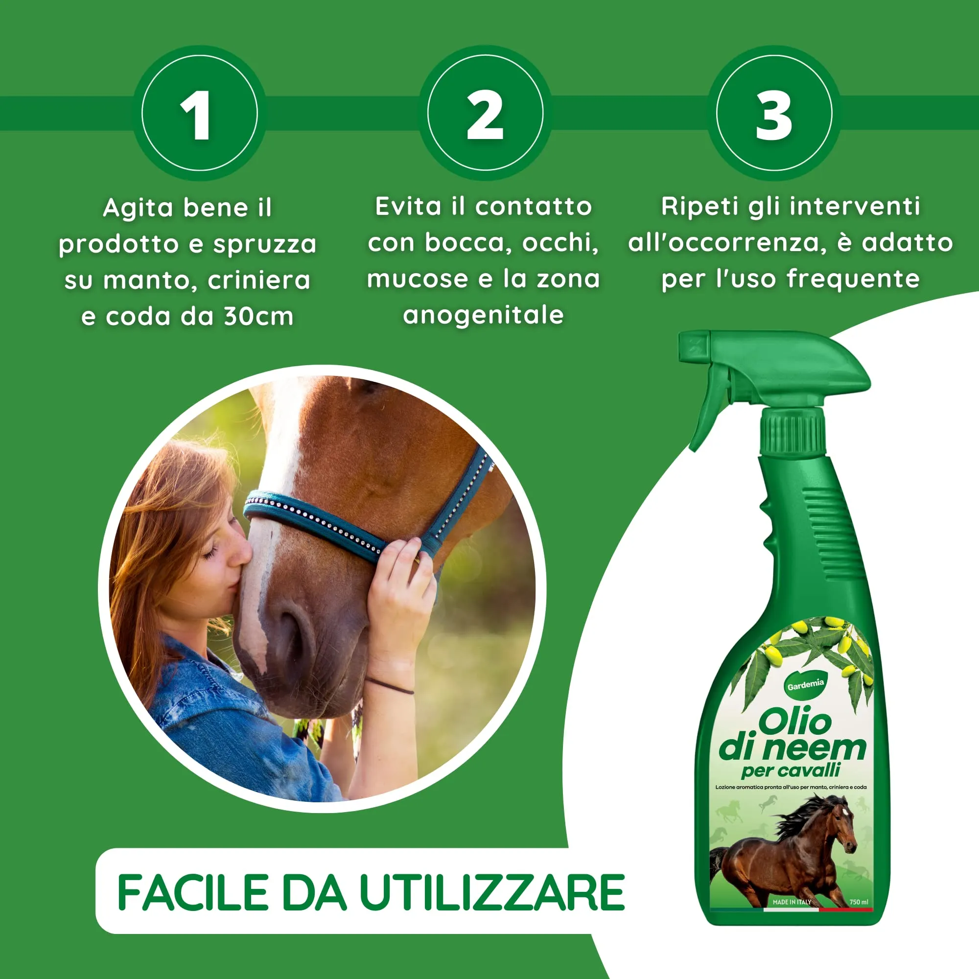Gardemia Olio di Neem per Cavalli Spray 750ml con Geranio e Citronella - immagine 5