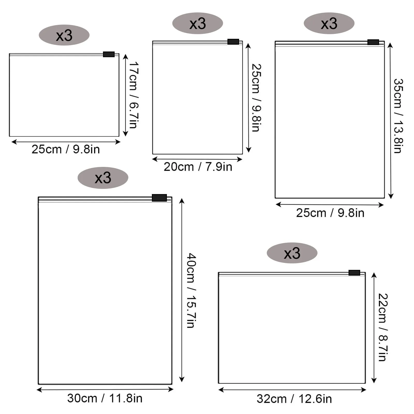 Annhao Sacchetti da Viaggio Impermeabili Trasparenti Risigillabili con Zip, Organizer per Vestiti, Biancheria, Scarpe e Cosmetici, 15 Pezzi (5 Taglie) - immagine 2