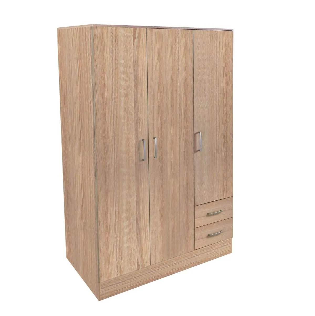 Bissolo Casa Armadio Multiuso Rovere 120x50x170 cm con 3 Ante e 2 Cassetti - immagine 3