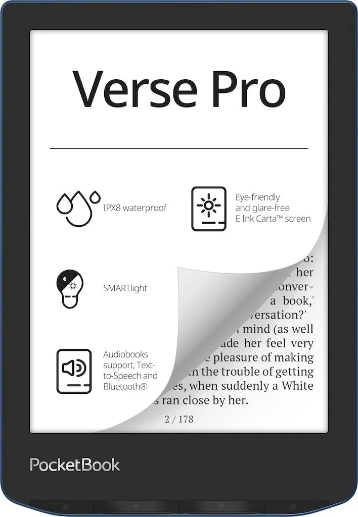 PocketBook Verse Pro E-Reader, 6'' E-Ink Carta HD Touchscreen, 16 GB, WiFi, Bluetooth, Azzurro - immagine 1