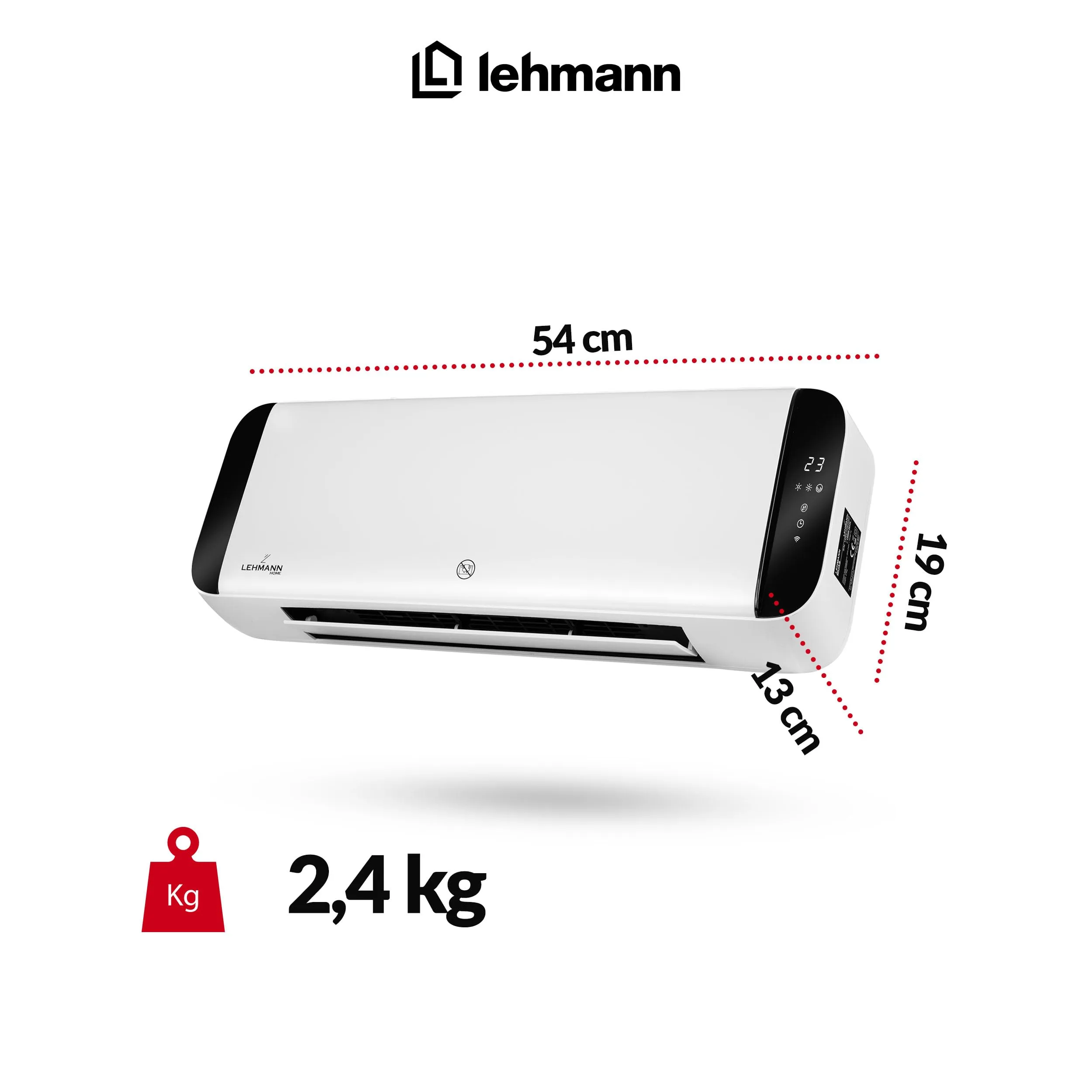 Lehmann Termoventilatore da Parete LHOHH-2013A, 1000/2000 W, Ceramica, Rilevamento Finestra Aperta, Timer, Oscillazione, App e Telecomando, Bianco - immagine 3
