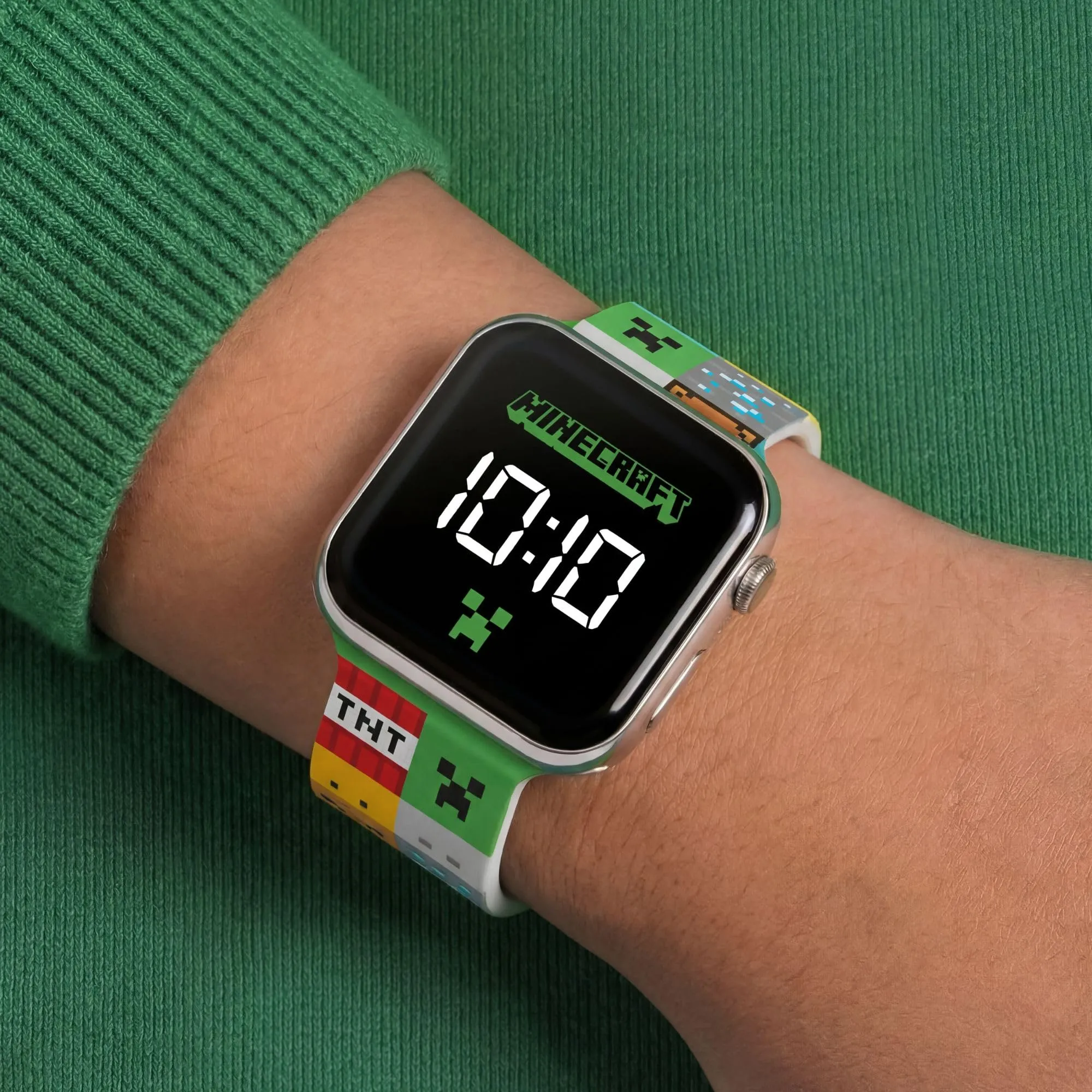 Minecraft Orologio da polso digitale LED per bambini, cinturino in silicone multicolore, MIN4272 - immagine 2
