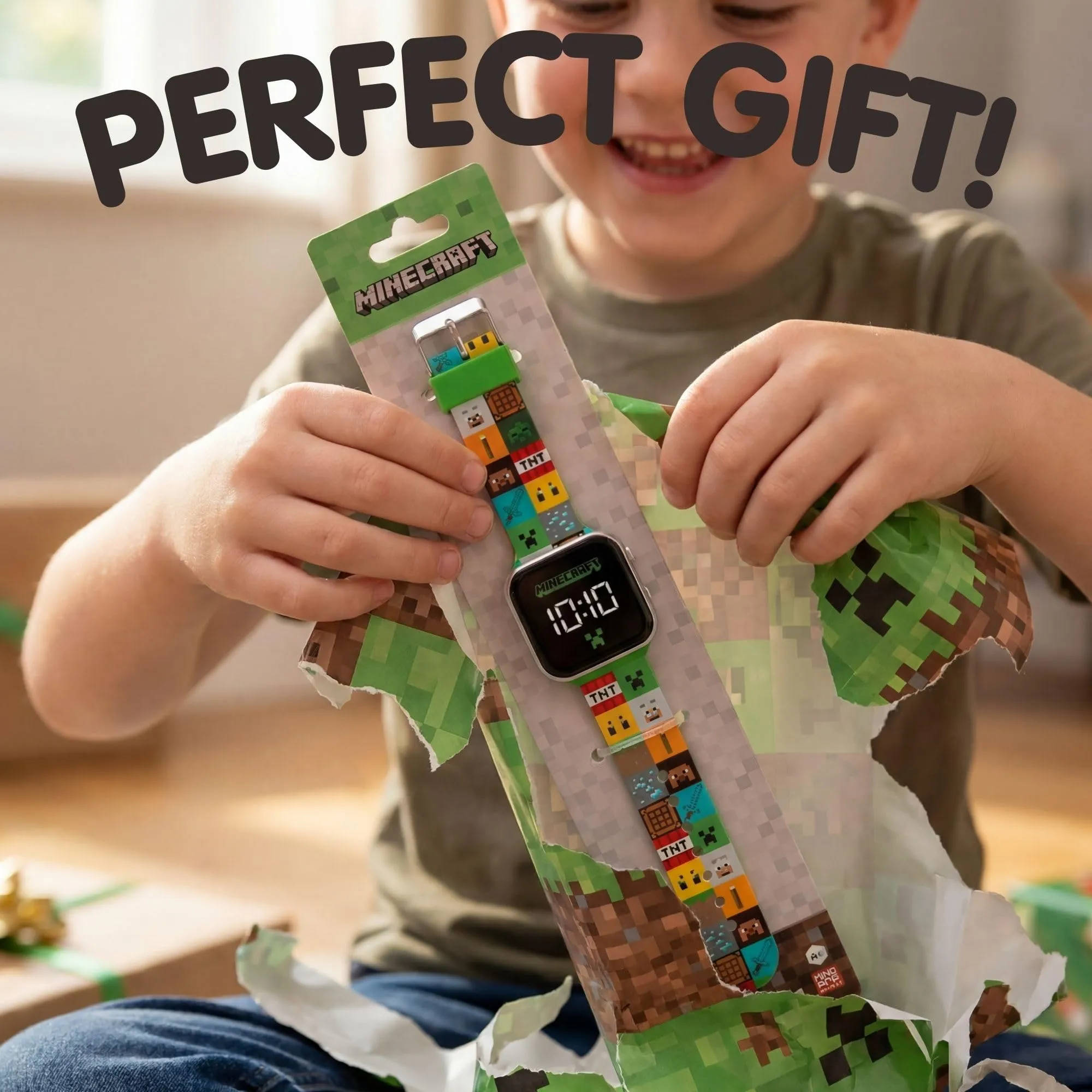 Minecraft Orologio da polso digitale LED per bambini, cinturino in silicone multicolore, MIN4272 - immagine 5