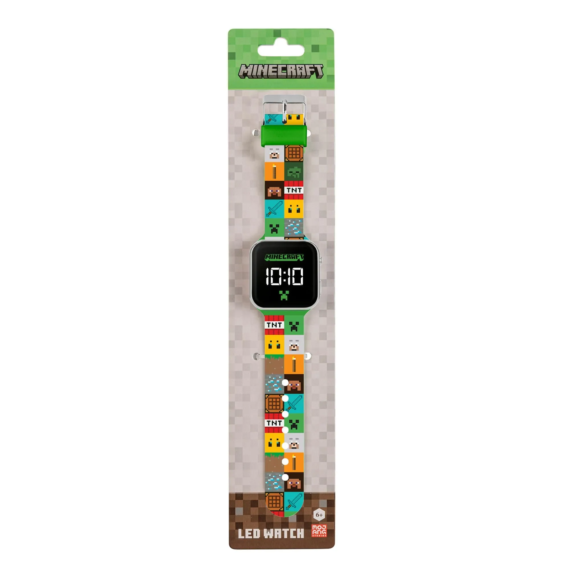 Minecraft Orologio da polso digitale LED per bambini, cinturino in silicone multicolore, MIN4272 - immagine 6