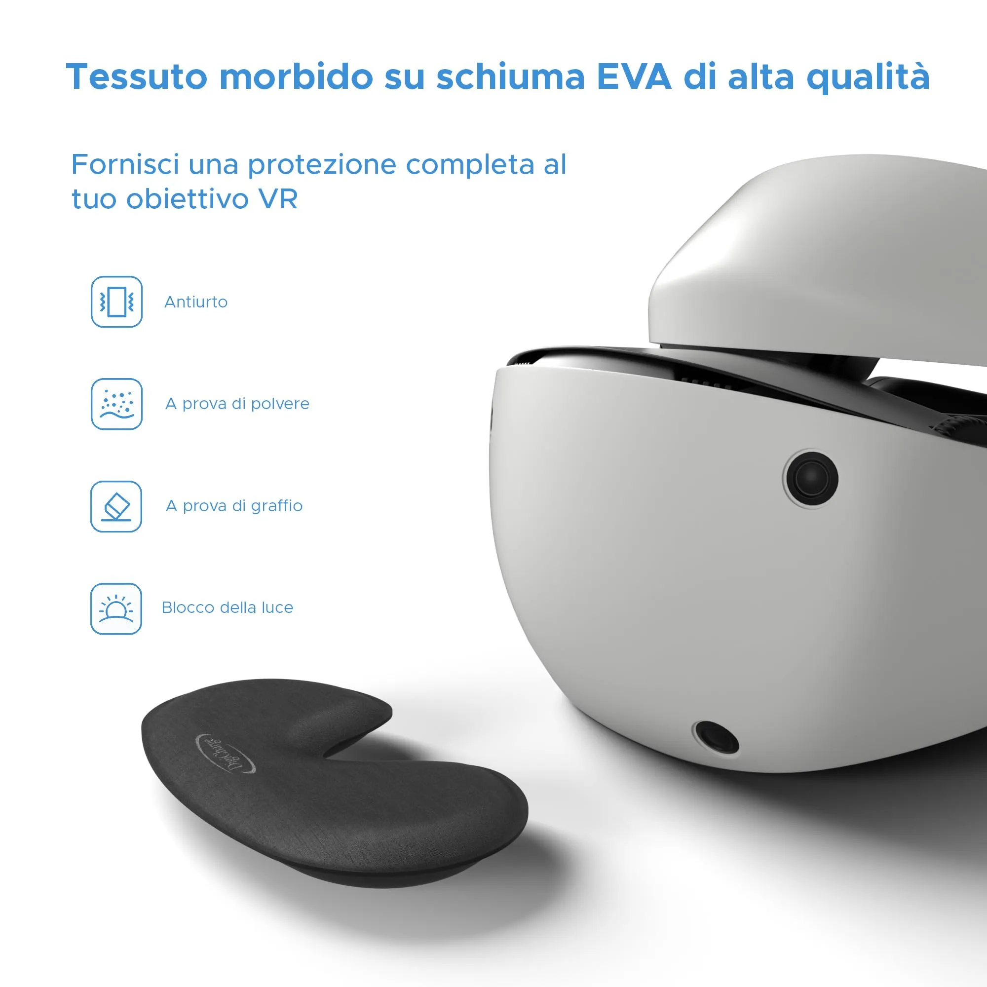 Digicharge Copriobiettivo per PS VR2, Protezione Antipolvere e Antigraffio, Schiuma 14 mm, Nero - immagine 2
