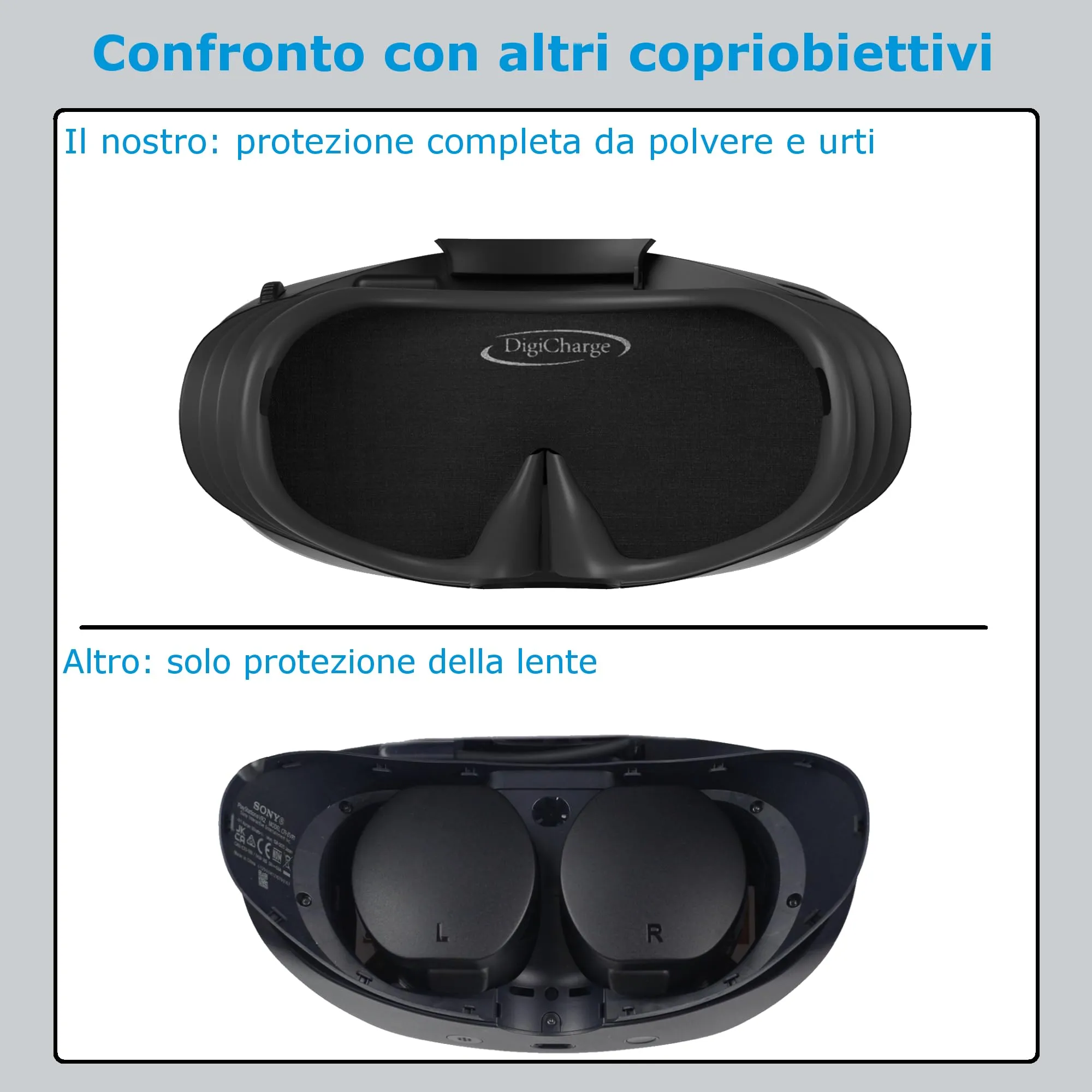 Digicharge Copriobiettivo per PS VR2, Protezione Antipolvere e Antigraffio, Schiuma 14 mm, Nero - immagine 5