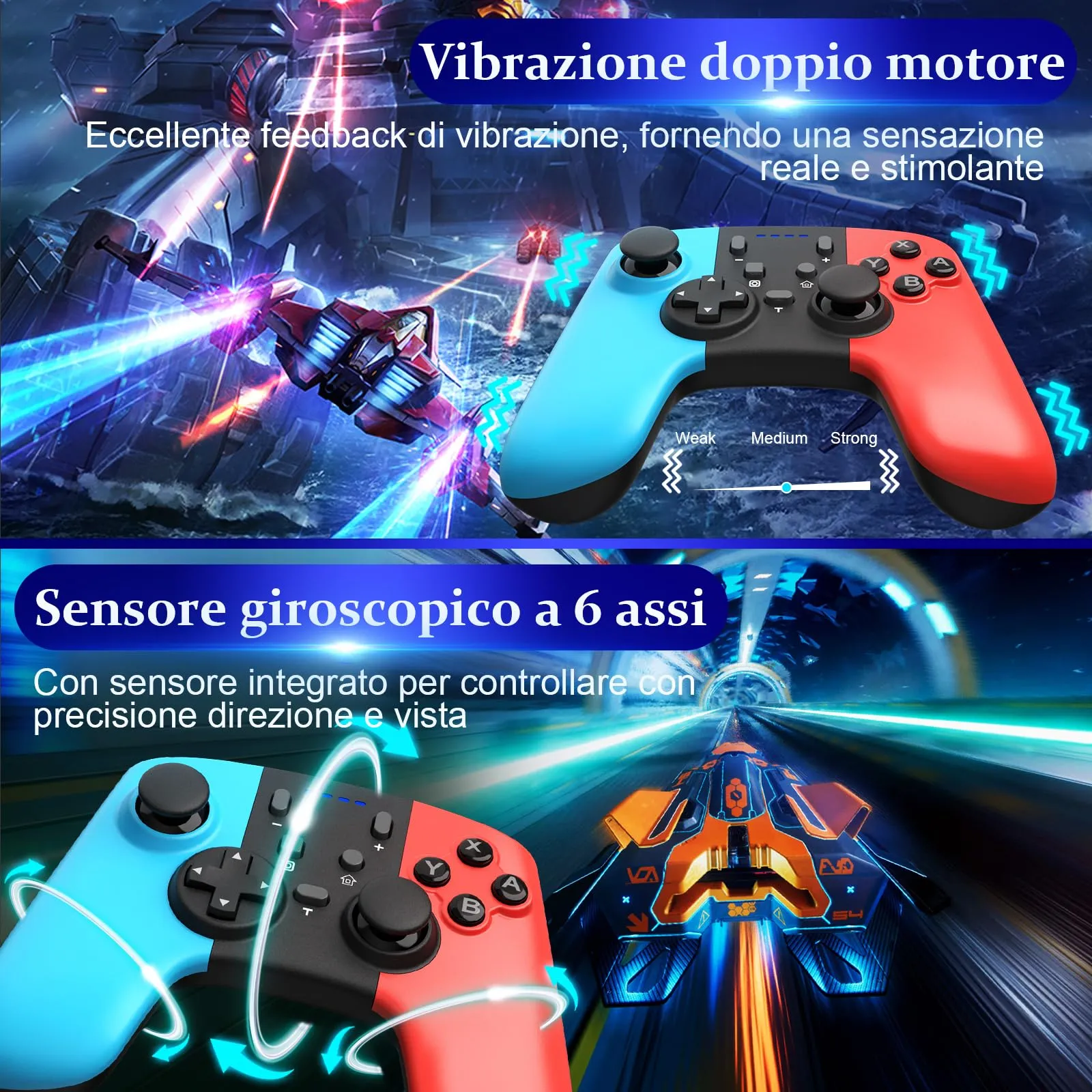 Gaaqii Wireless Switch Controller Pro Gamepad for Switch, Switch Lite, OLED and PC with Turbo, 6-Axis, Dual Vibration, Wake-up and Screenshot - immagine 5