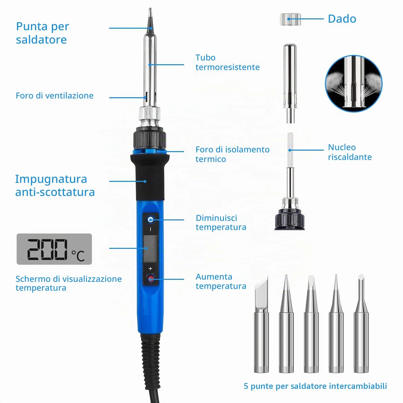 WinGluge 80W Saldatore a Stagno Kit con Display a LED - immagine 3