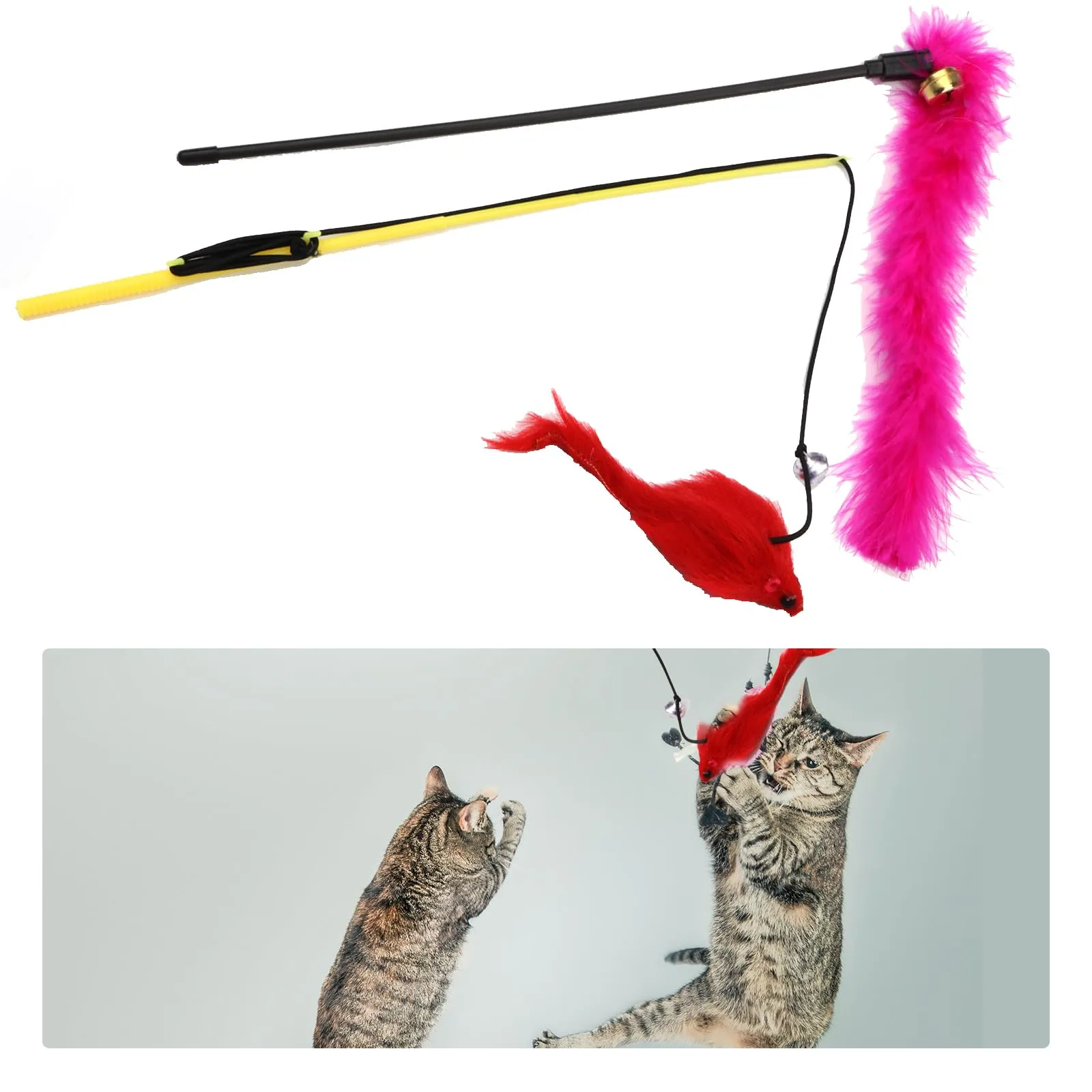 QUOZUO Set 32 Giocattoli per Gatti con Palline, Piume, Topi e Erba Gatta, Multicolore - immagine 4