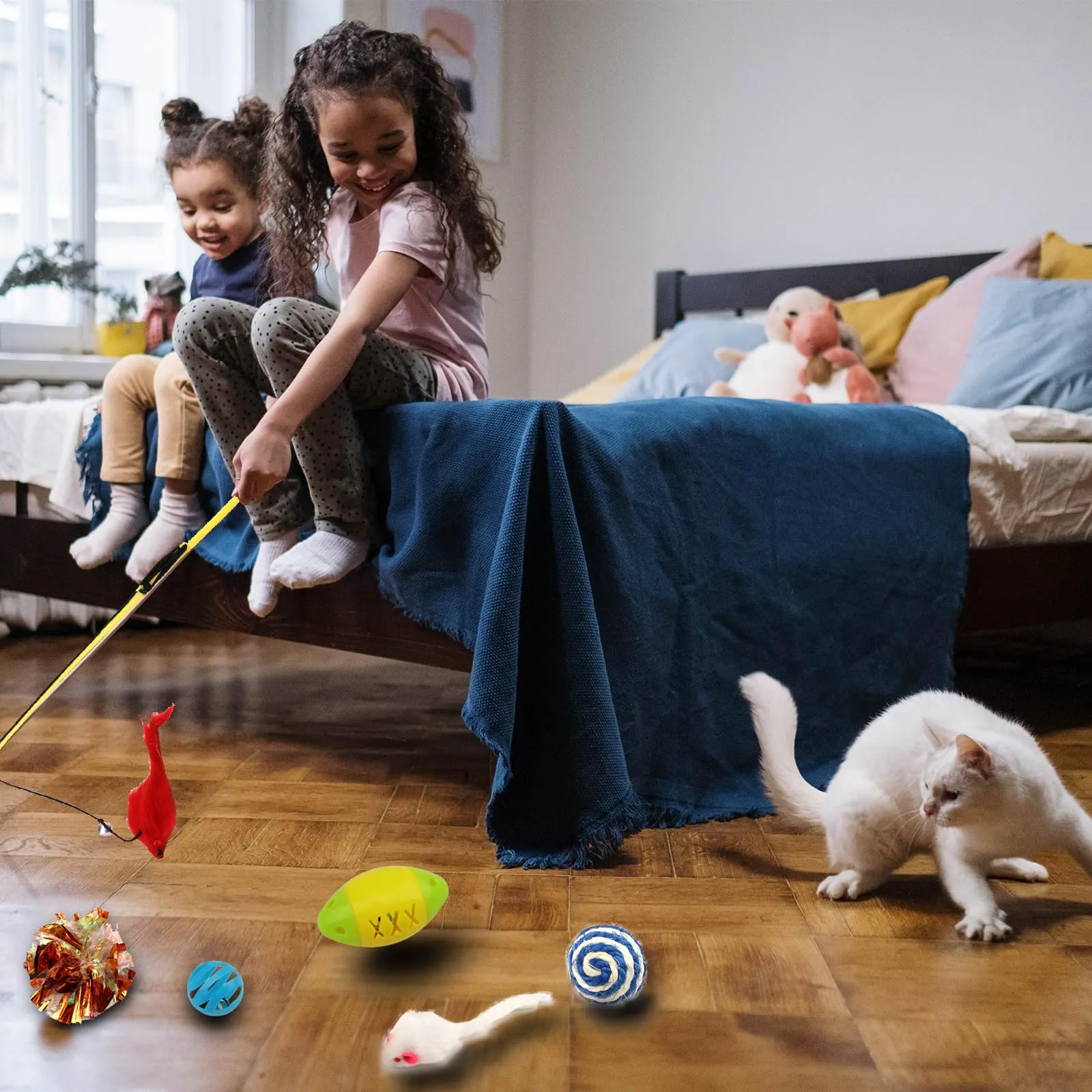 QUOZUO Set 32 Giocattoli per Gatti con Palline, Piume, Topi e Erba Gatta, Multicolore - immagine 7