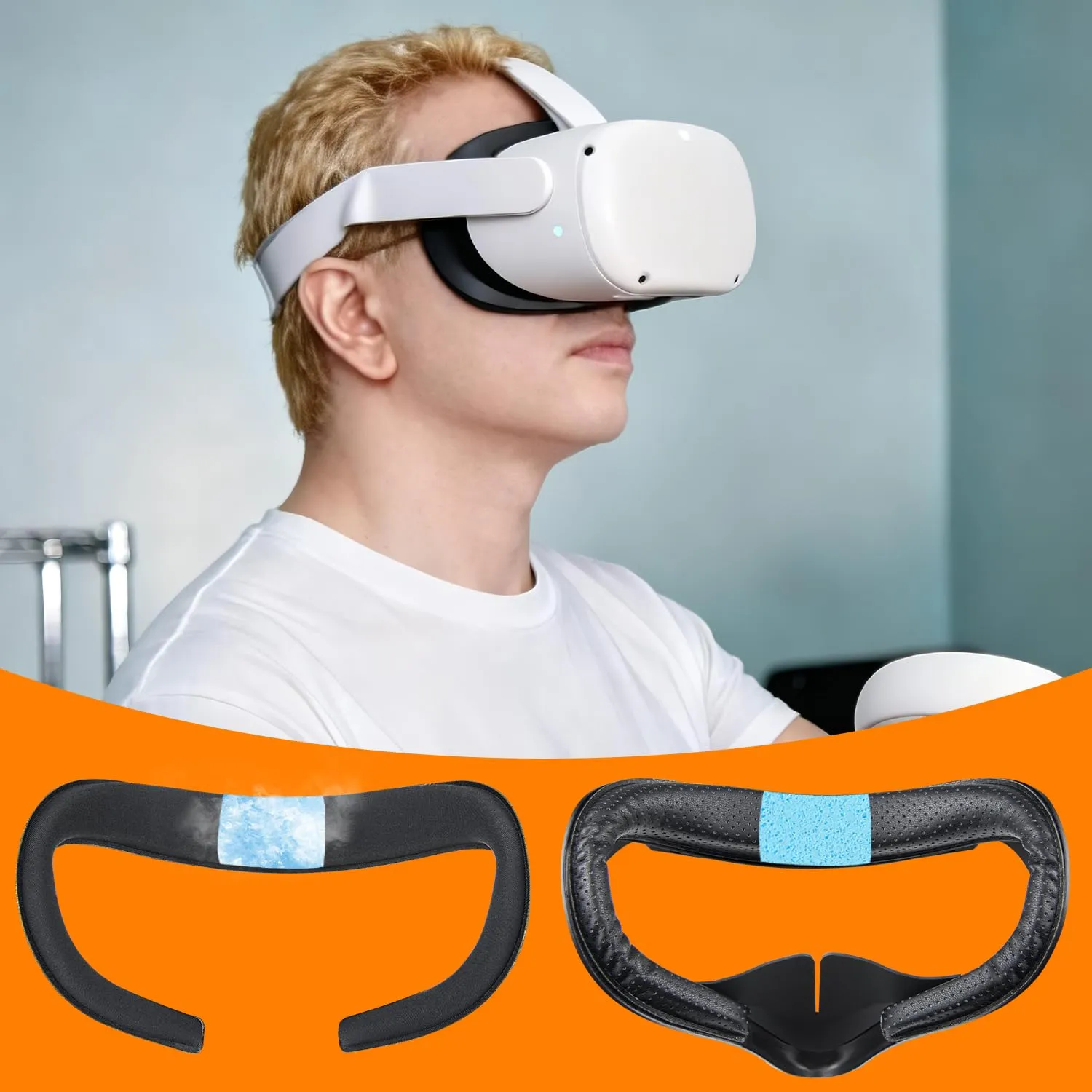 SOULWIT Cuscino Facciale Gel Raffreddamento Ricambio per Meta Quest 2 con Protezione Nasale, 2 Pezzi - immagine 8