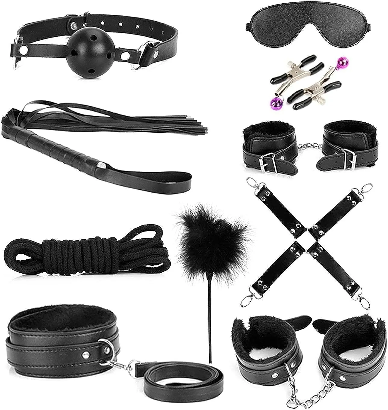 LEVIOC’S Set di costumi in pelle nera da 10 pezzi K-7, Nero - immagine 1