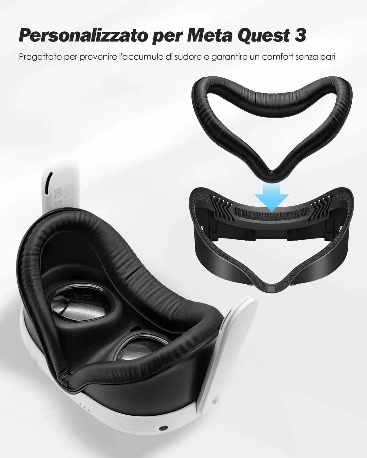 SUPERUS Interfaccia Facciale e Face Cover Pad per Meta Quest 3, Cuscino in Pelle PU Morbida Anti-Luce - immagine 2