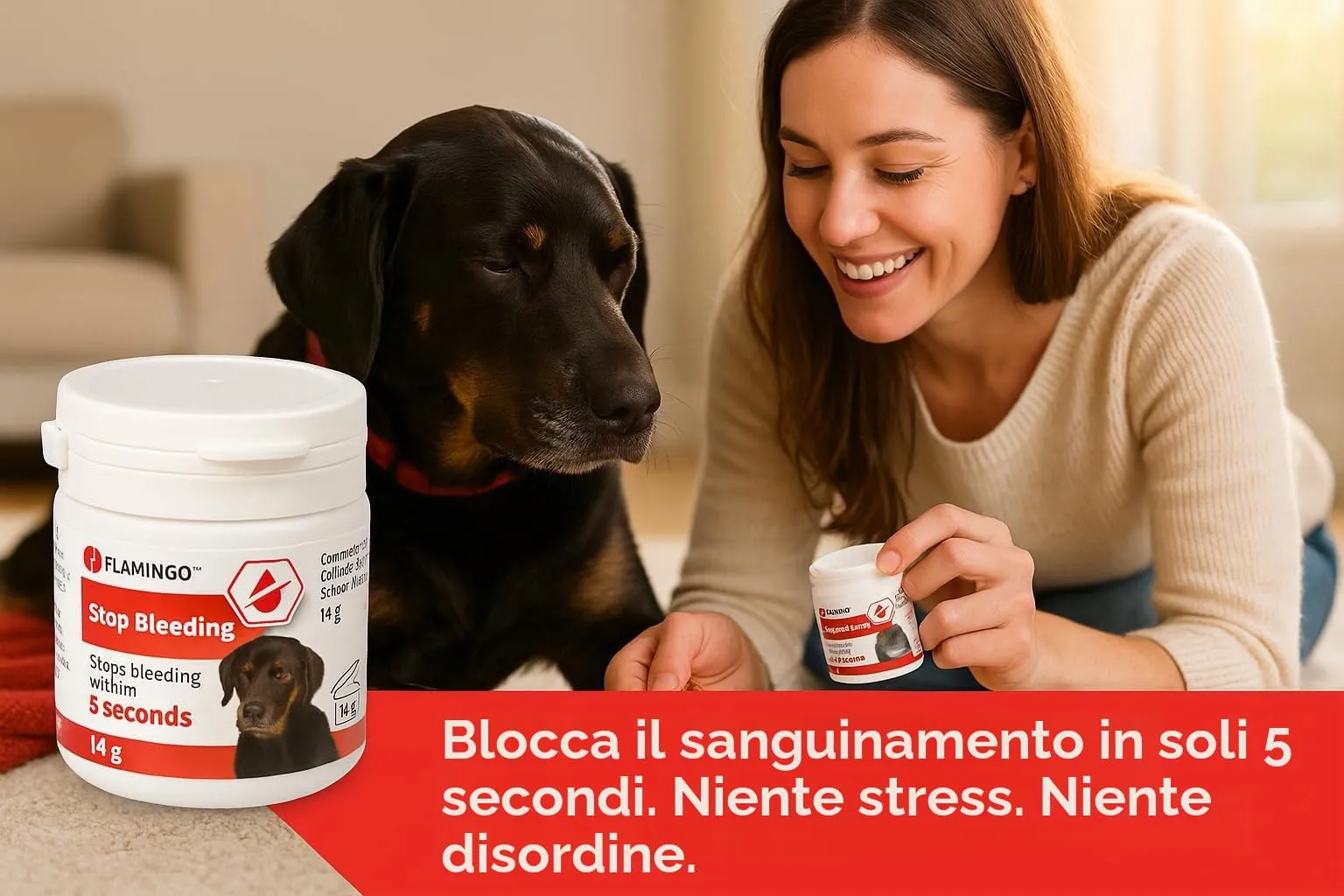 Flamingo Dalko Polvere Emostatica per Cani, Gatti e Piccoli Animali - immagine 2