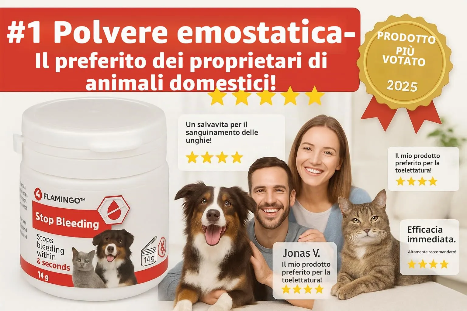 Flamingo Dalko Polvere Emostatica per Cani, Gatti e Piccoli Animali - immagine 3