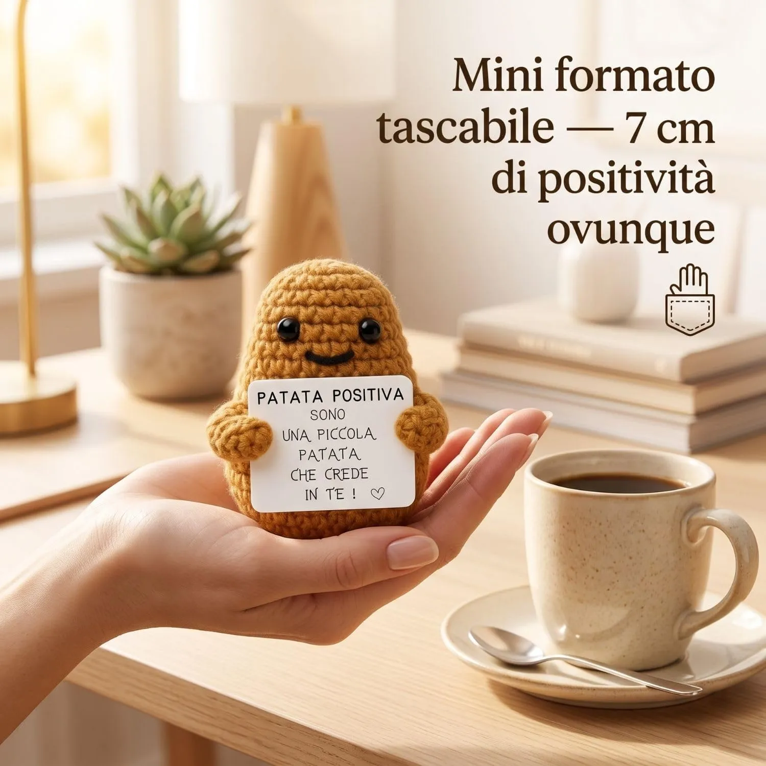 Patata Positiva Peluche Motivazionale, Beige, Small - immagine 2
