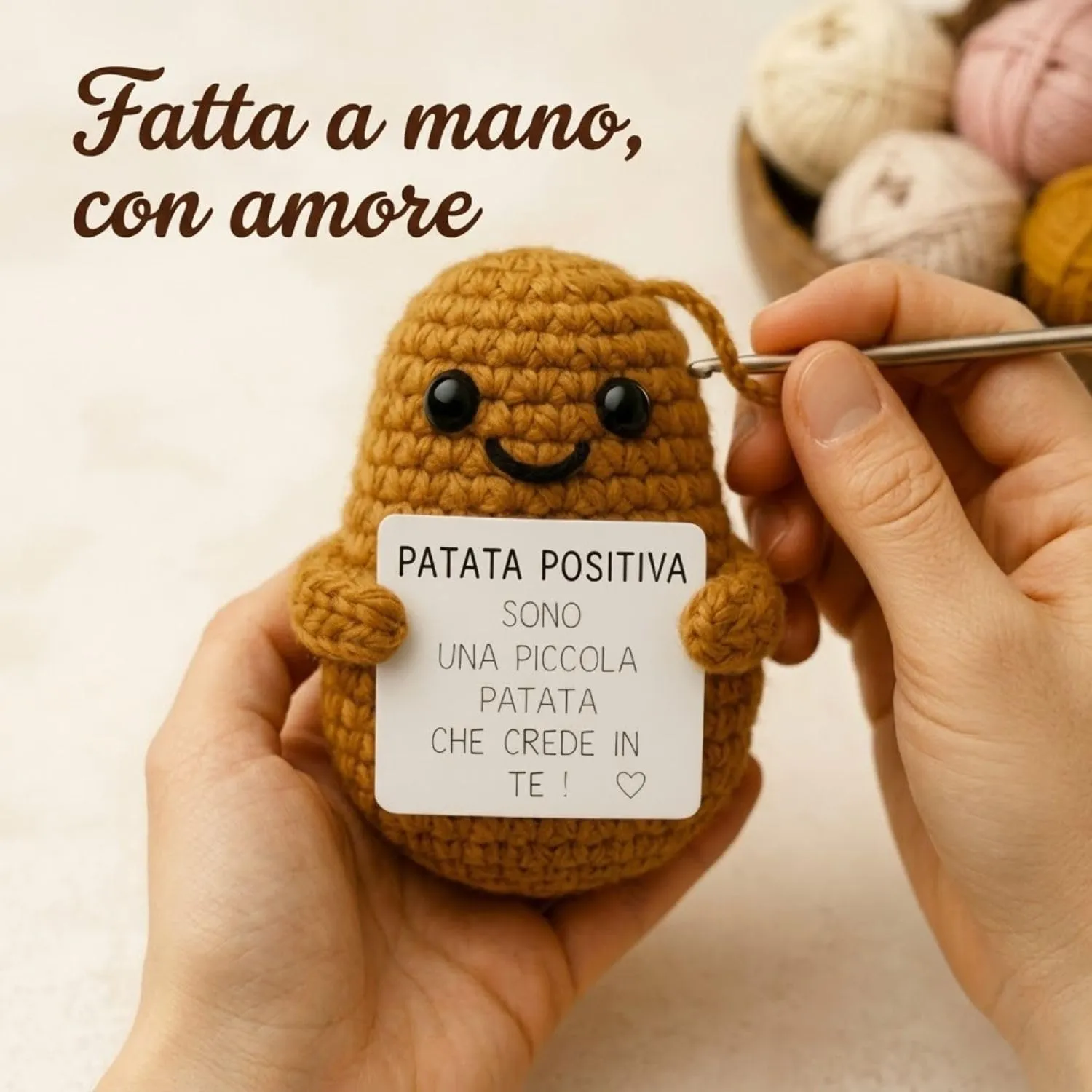Patata Positiva Peluche Motivazionale, Beige, Small - immagine 6