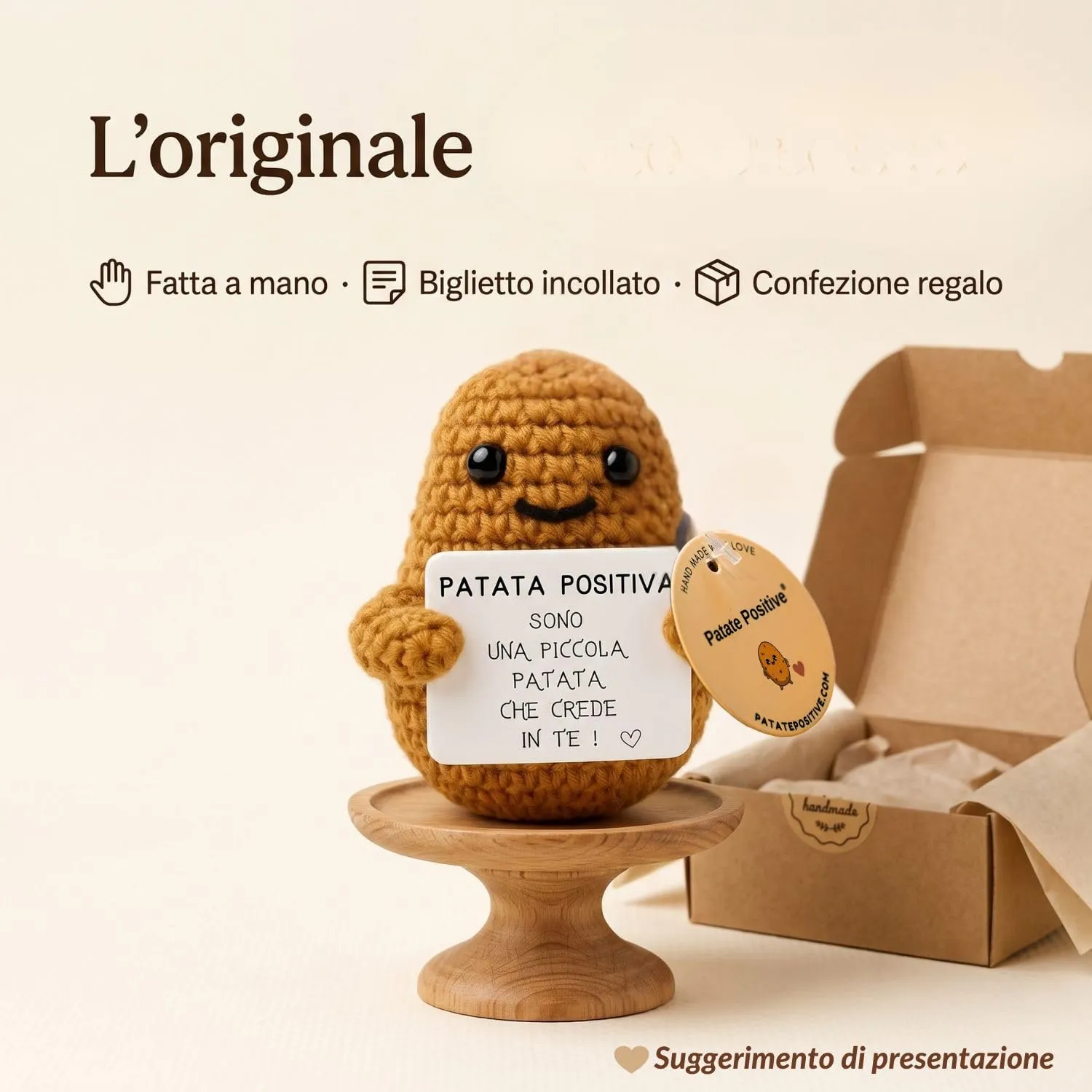 Patata Positiva Peluche Motivazionale, Beige, Small - immagine 8