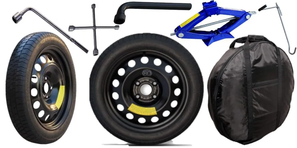 Generico Ruotino di Scorta per Dacia Jogger 2021-2024, 4 Fori, Gomma 125/80 R16 con Kit Accessori Cric, Chiave e Sacca - immagine 1