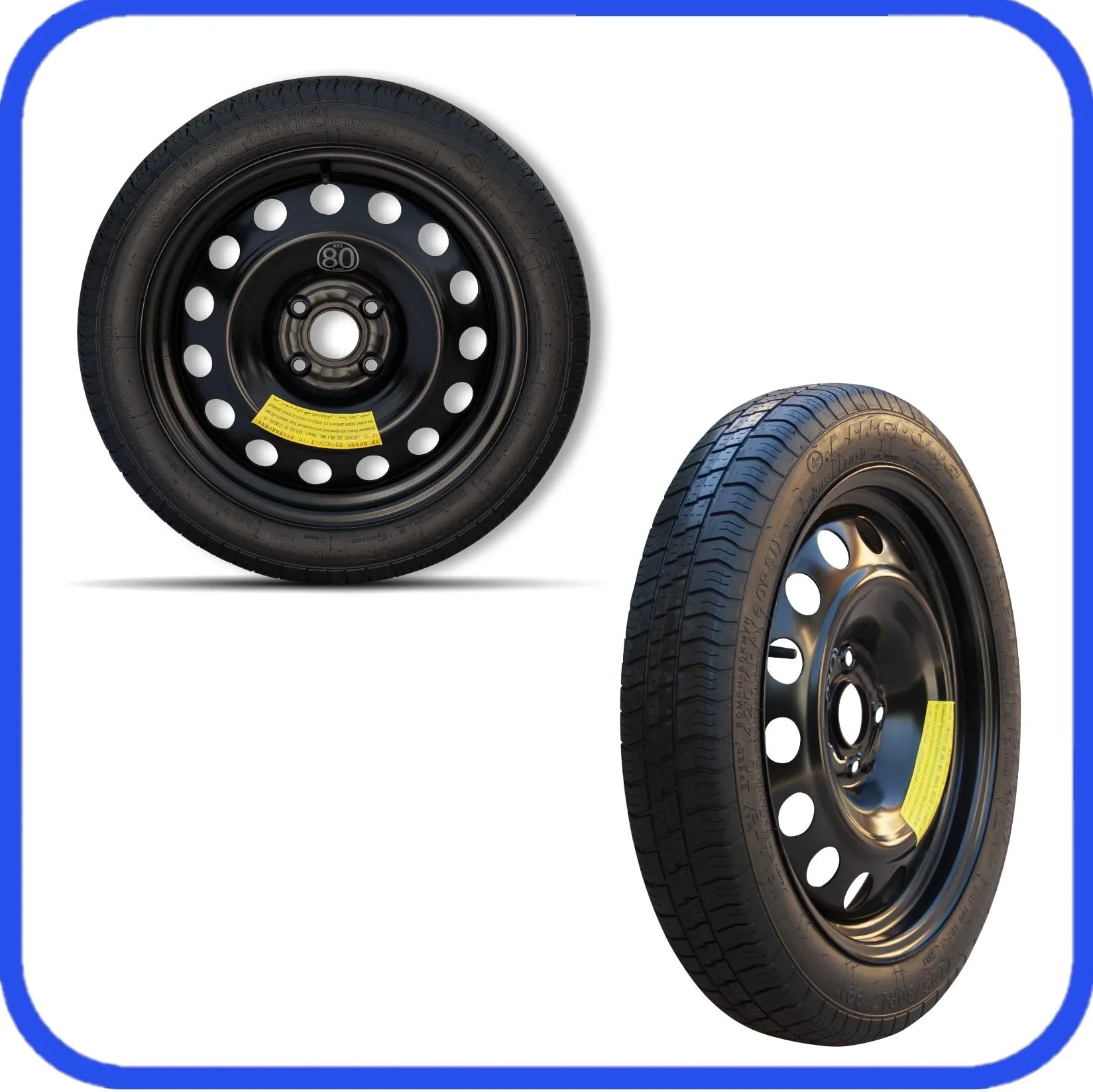 Generico Ruotino di Scorta per Dacia Jogger 2021-2024, 4 Fori, Gomma 125/80 R16 con Kit Accessori Cric, Chiave e Sacca - immagine 3
