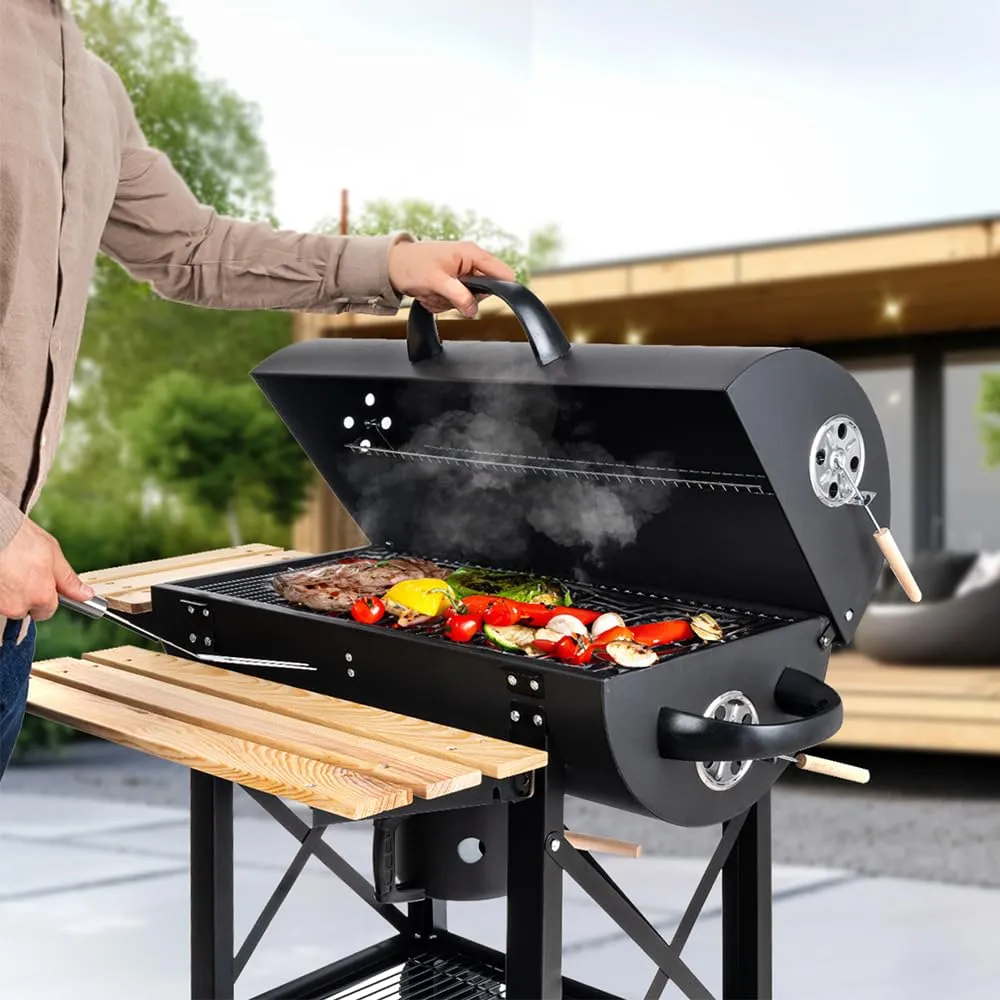 Lehmann Barbecue a Carbonella XL con Griglia, Carrello con Due Ripiani in Legno, Coperchio e Ruote, LGACG-1935 - immagine 4