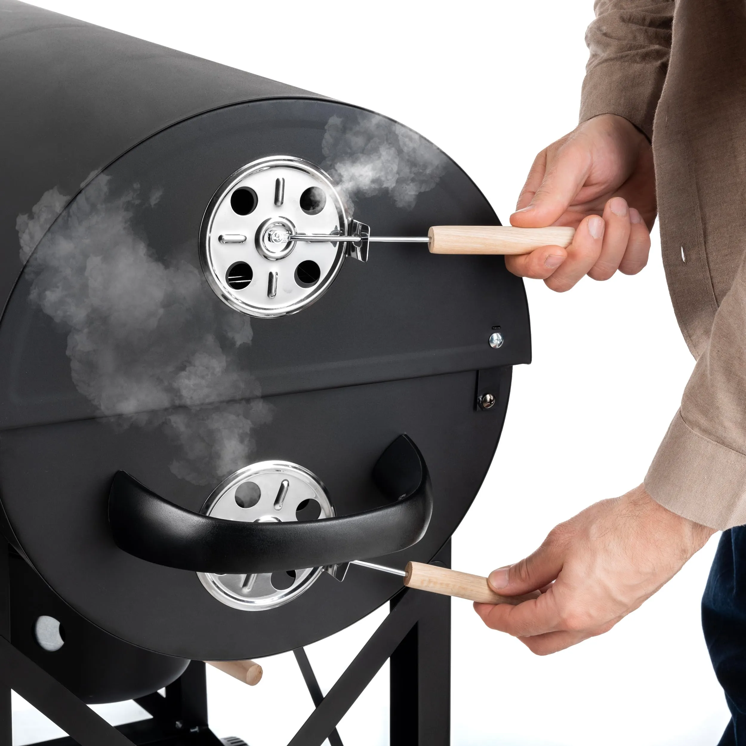 Lehmann Barbecue a Carbonella XL con Griglia, Carrello con Due Ripiani in Legno, Coperchio e Ruote, LGACG-1935 - immagine 6