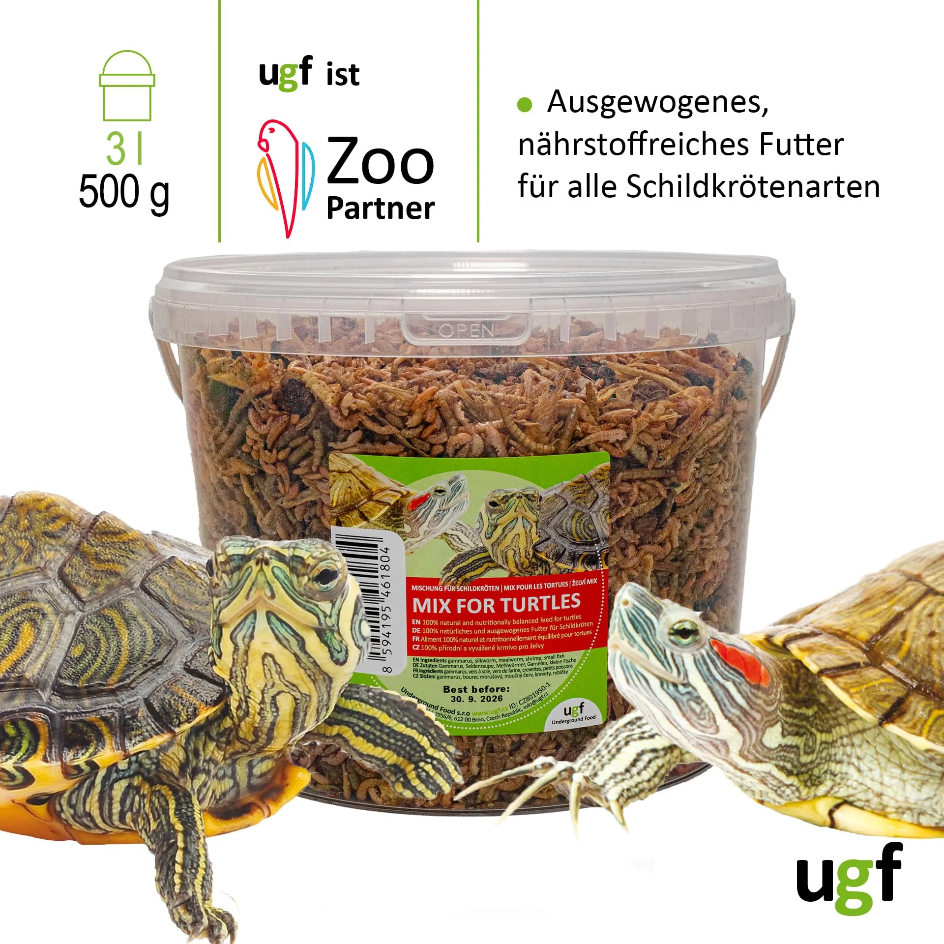 UGF Underground Food Mix Universale di Cibo per Tartarughe, 500 g (Secchio da 3 l) - immagine 2