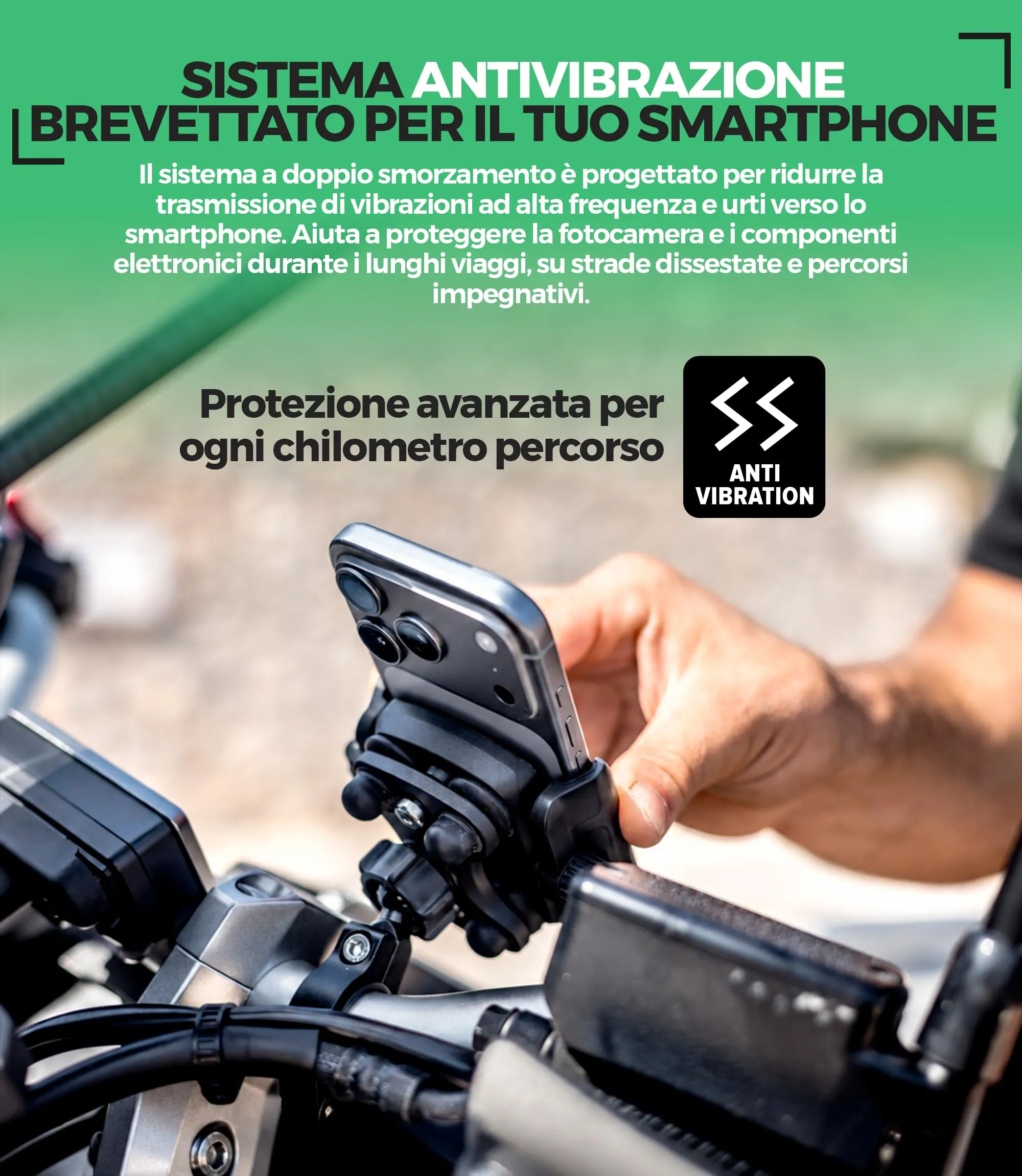 MOGGAM Porta Cellulare Moto Antivibrazione per Manubrio e Specchietto Scooter, Nero, Opción A - immagine 2