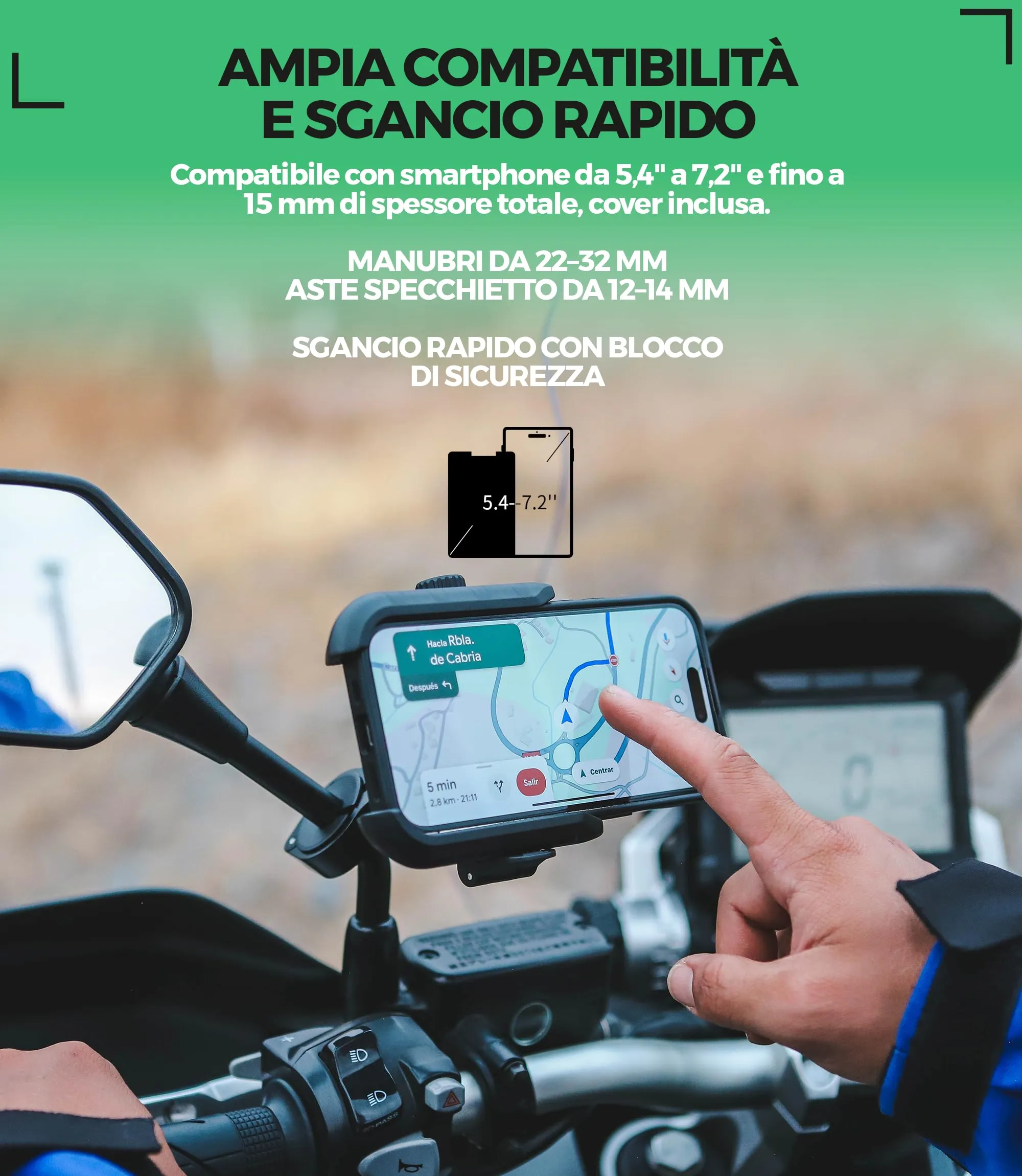MOGGAM Porta Cellulare Moto Antivibrazione per Manubrio e Specchietto Scooter, Nero, Opción A - immagine 5