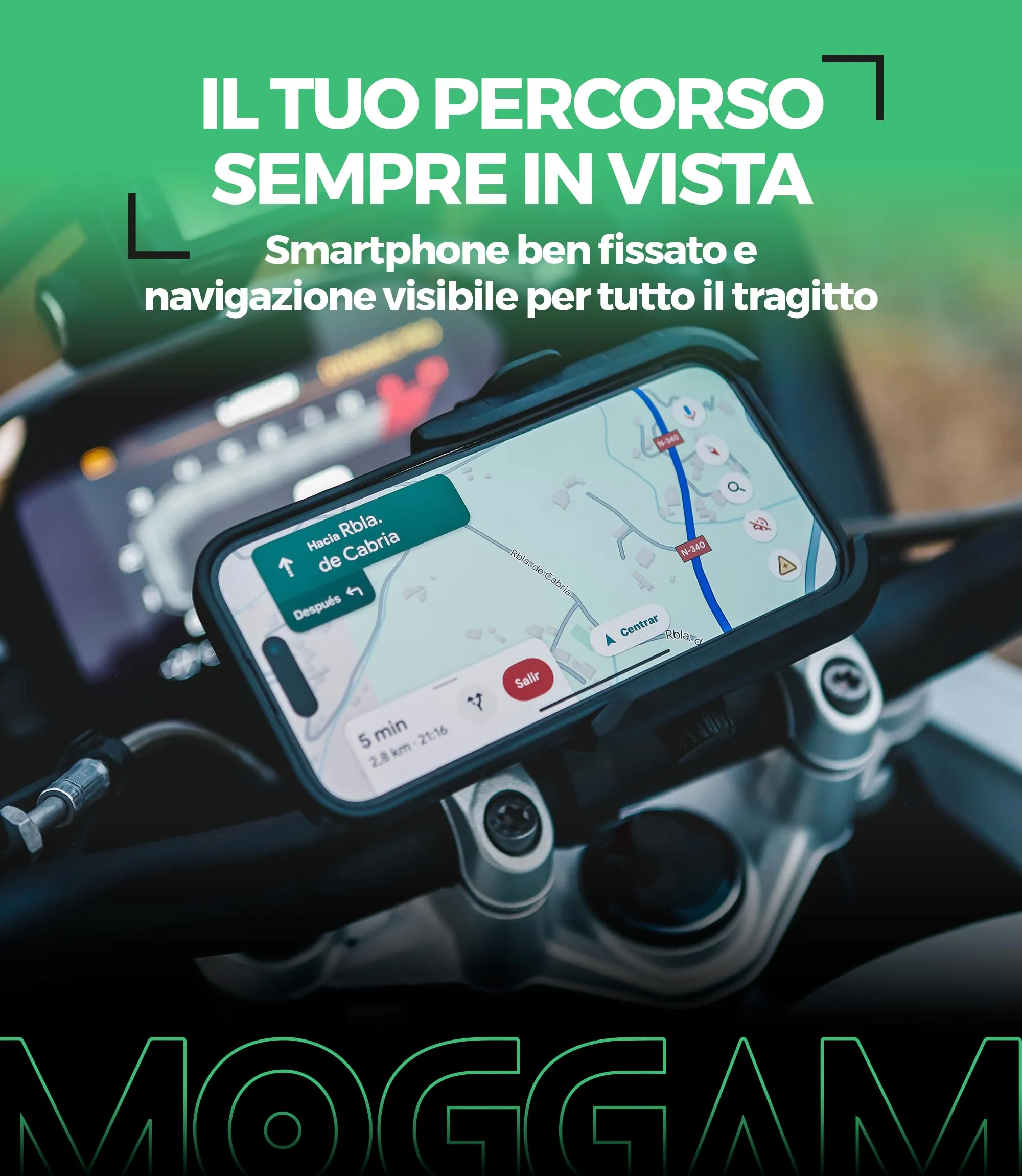 MOGGAM Porta Cellulare Moto Antivibrazione per Manubrio e Specchietto Scooter, Nero, Opción A - immagine 7
