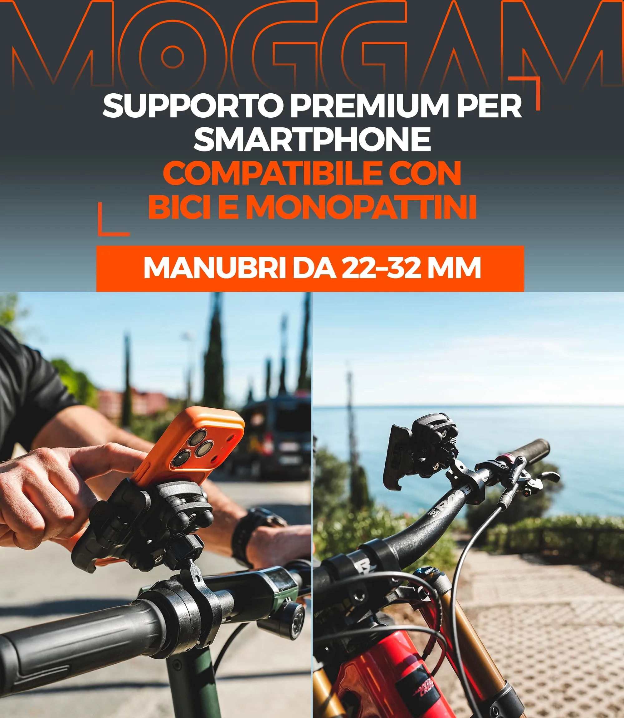 MOGGAM Porta Cellulare Moto Antivibrazione per Manubrio e Specchietto Scooter, Nero, Opción A - immagine 8
