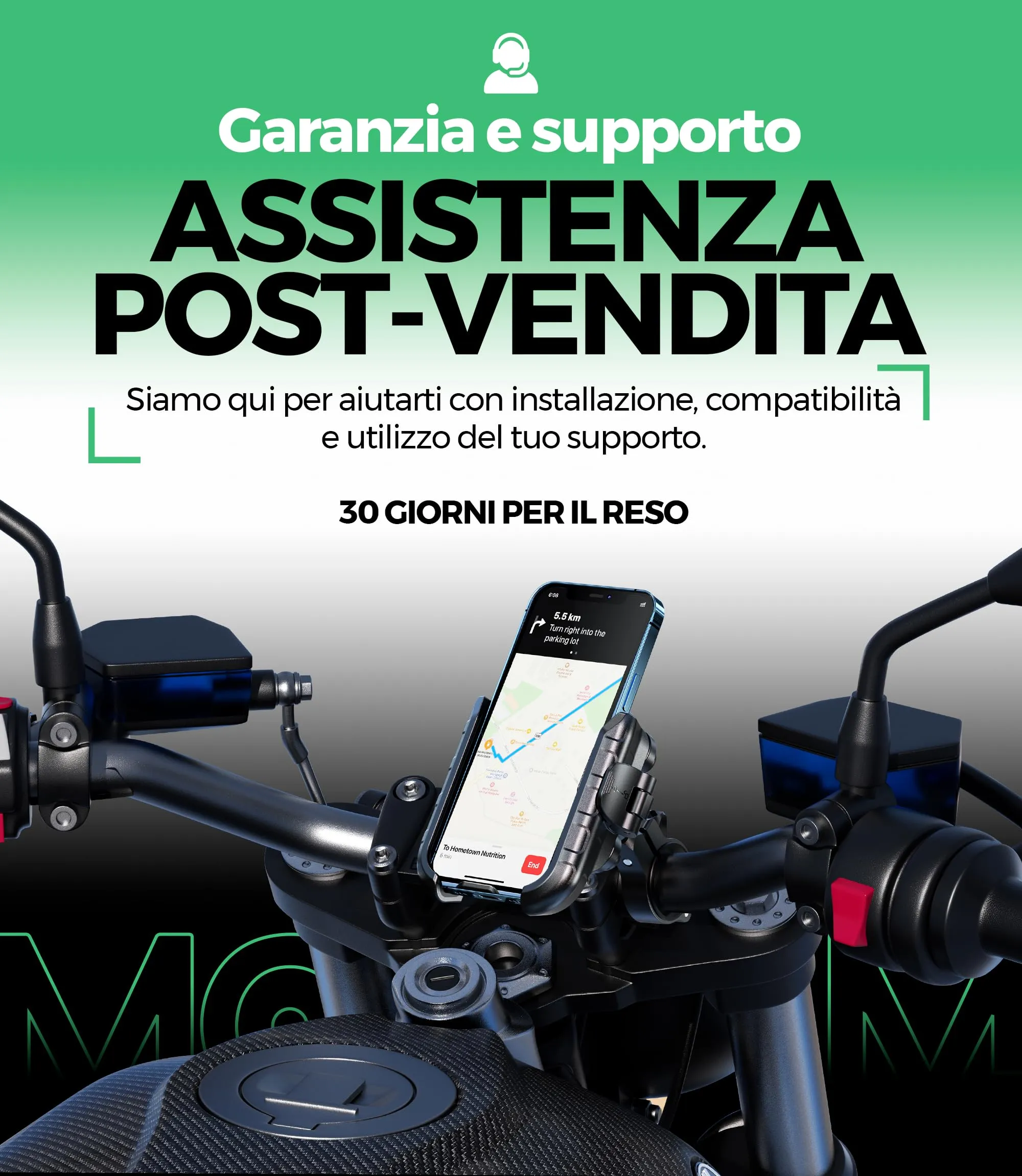 MOGGAM Porta Cellulare Moto Antivibrazione per Manubrio e Specchietto Scooter, Nero, Opción A - immagine 10